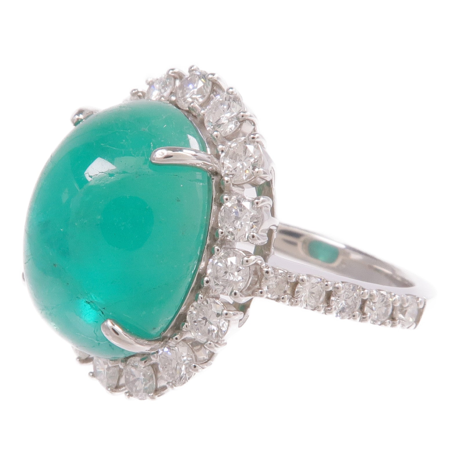 JEWELRY PT950鉑金Emerald Diamond Ring綠寶石/鑽石戒指US#6.25