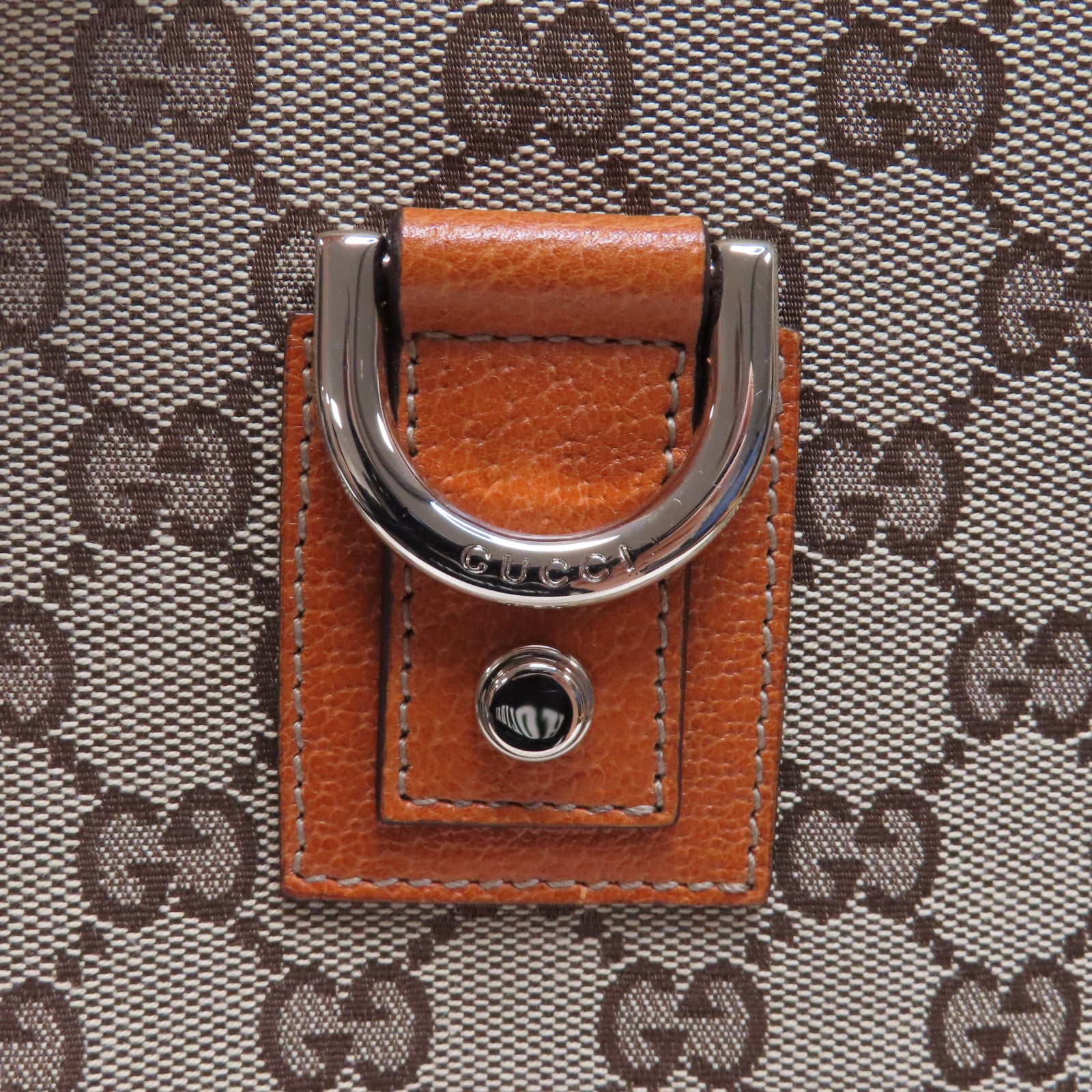 GUCCI 帆布Shoulder Bag金扣肩背袋啡色/米色
