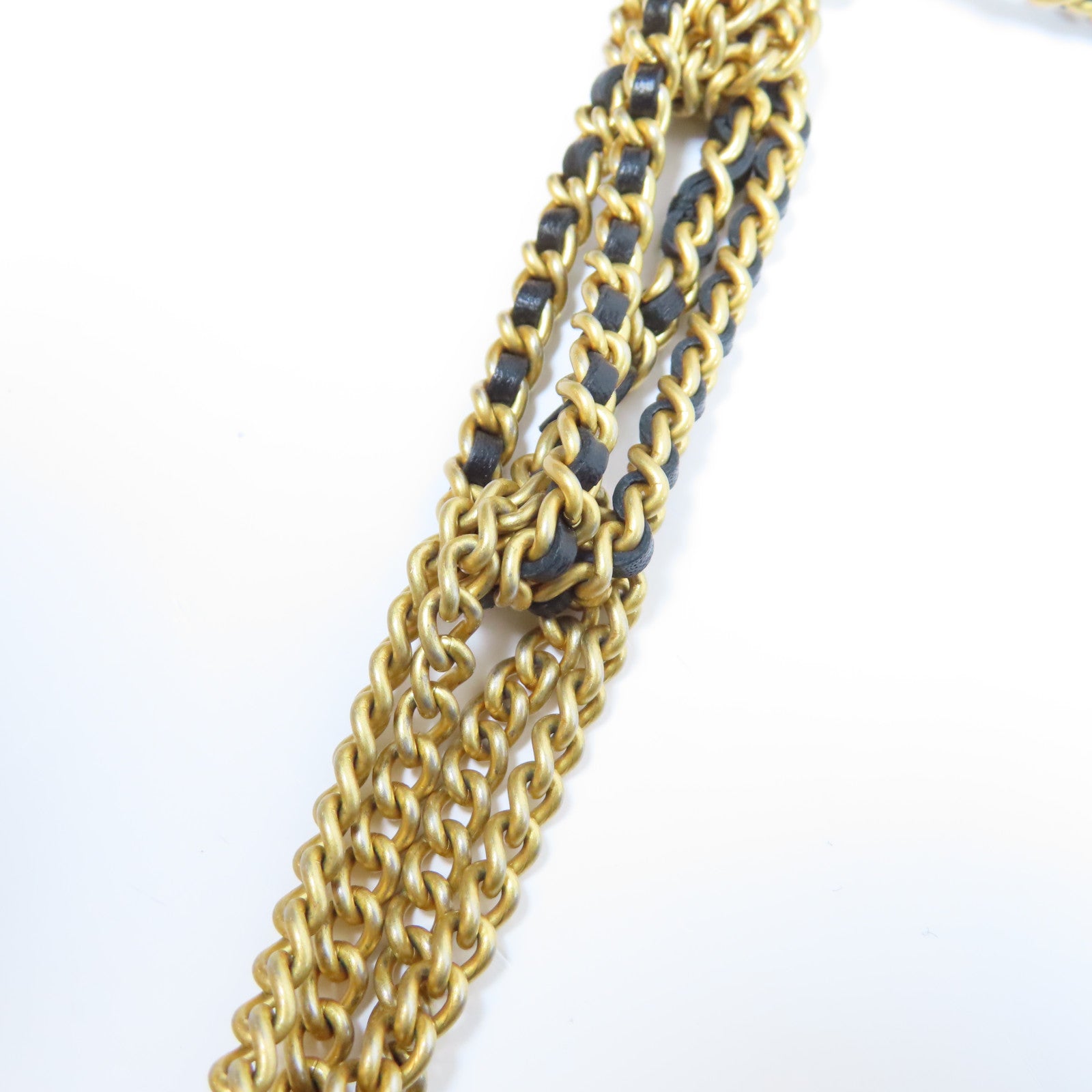 CHANEL 菱格羊皮皮革Chain Shoulder Bag金扣鏈帶肩背袋黑色