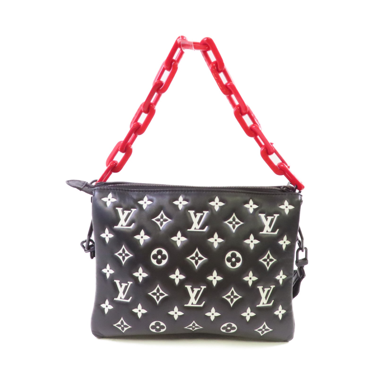 LOUIS VUITTON 羊皮皮革Monogram Pattern Coussin PM 2Way Shoulder Bag手挽肩背兩用袋黑色/白色