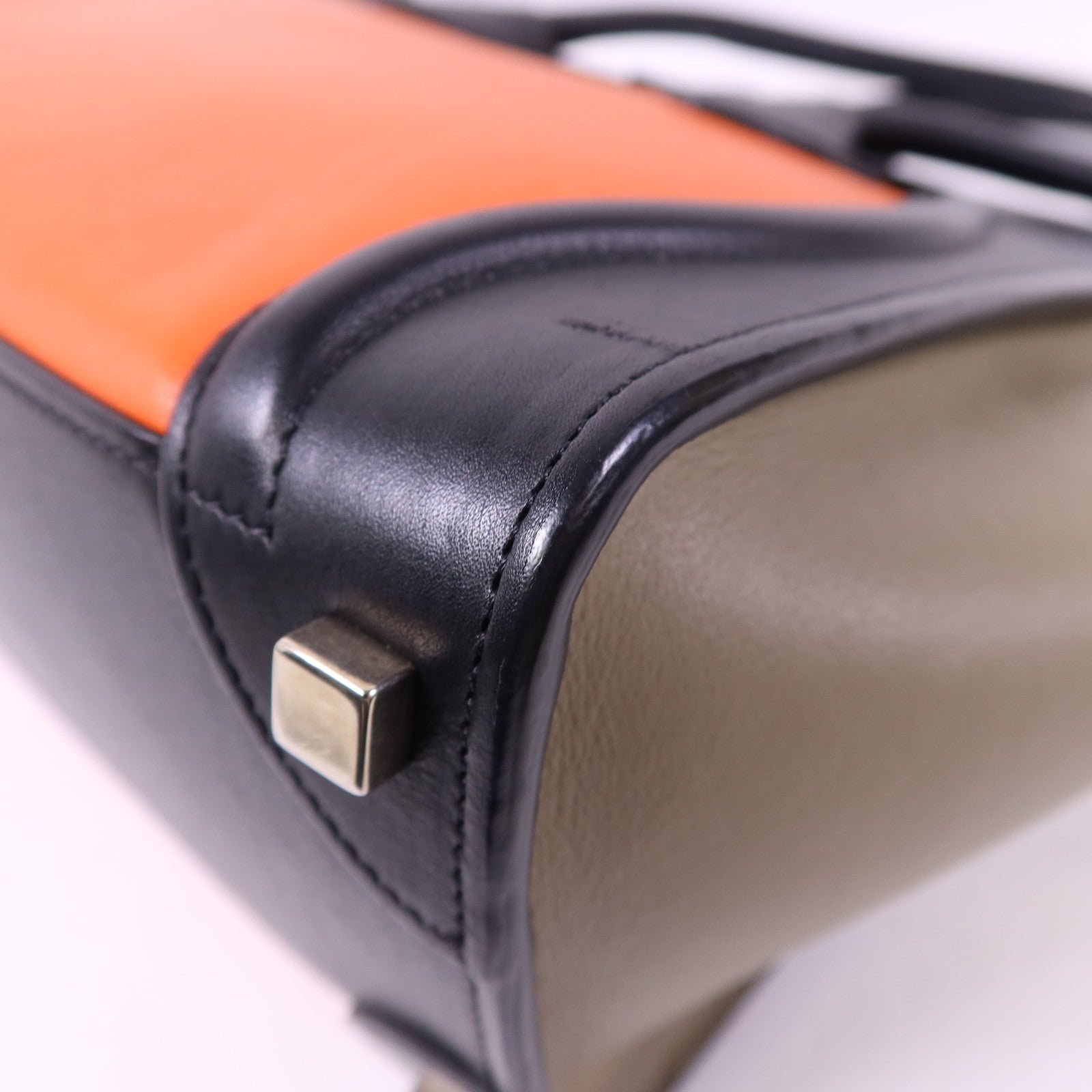 CELINE 牛皮皮革Micro Luggage銀扣手挽袋