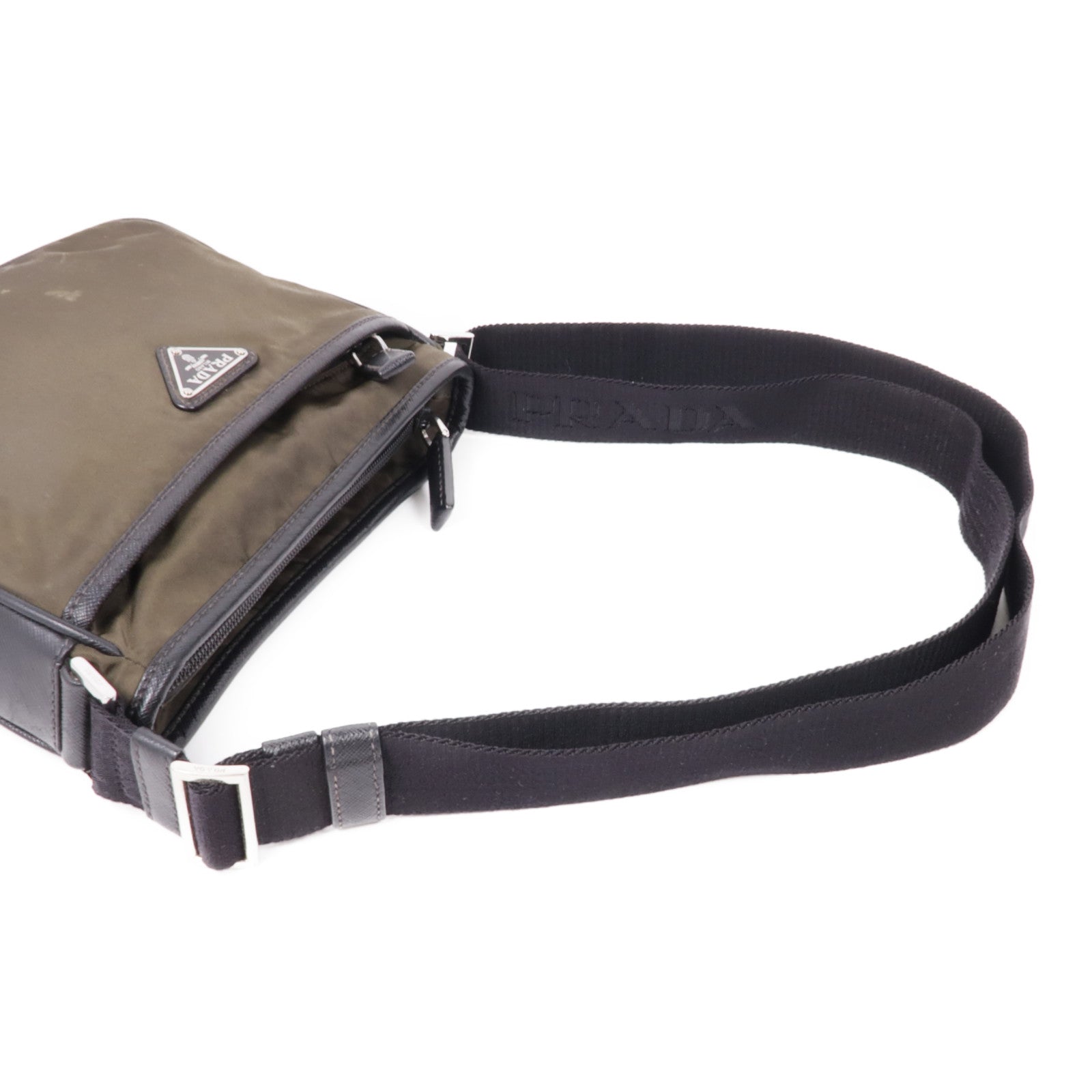 PRADA 帆布Shoulder Bag銀扣肩背袋