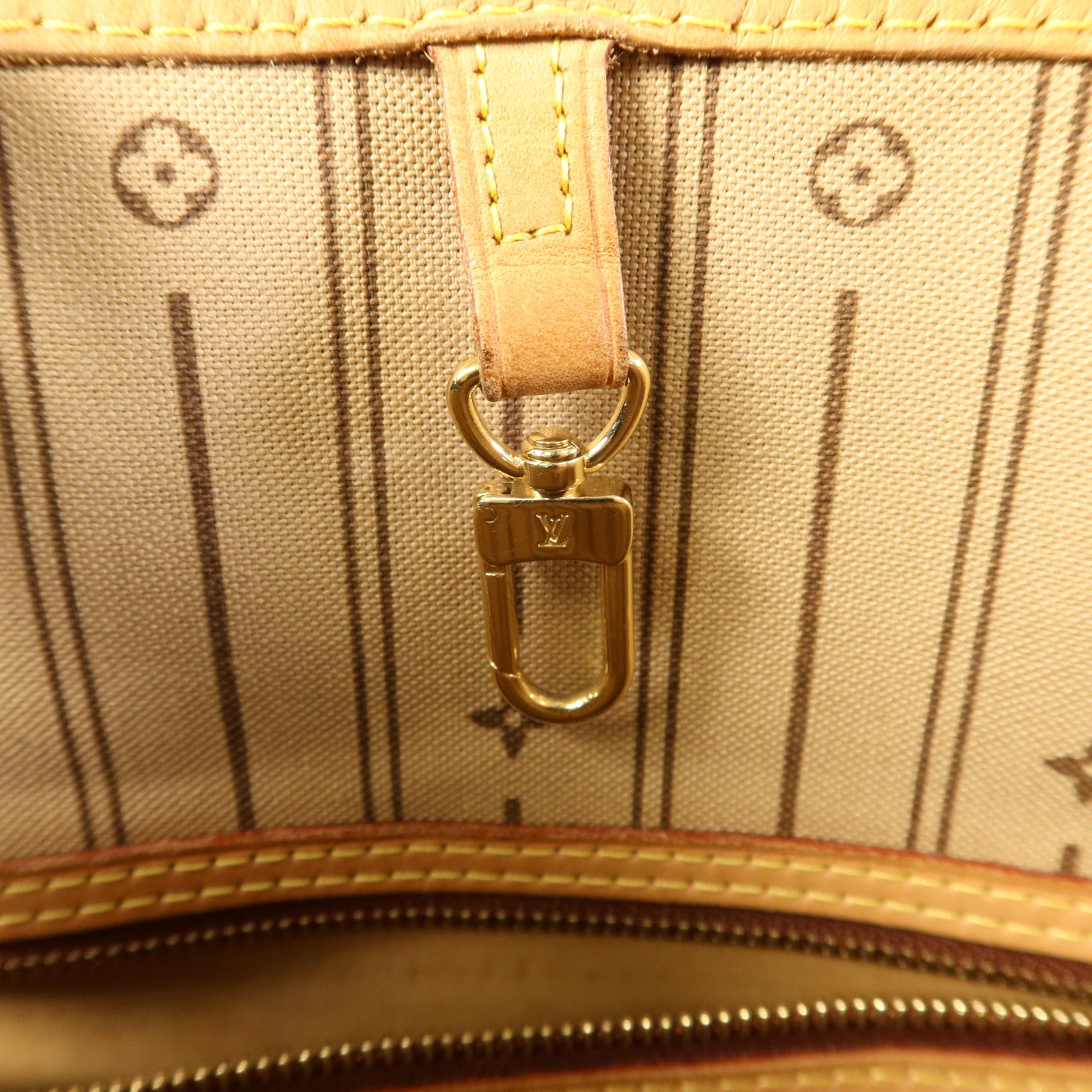 LOUIS VUITTON Monogram Neverfull MM金扣手挽袋