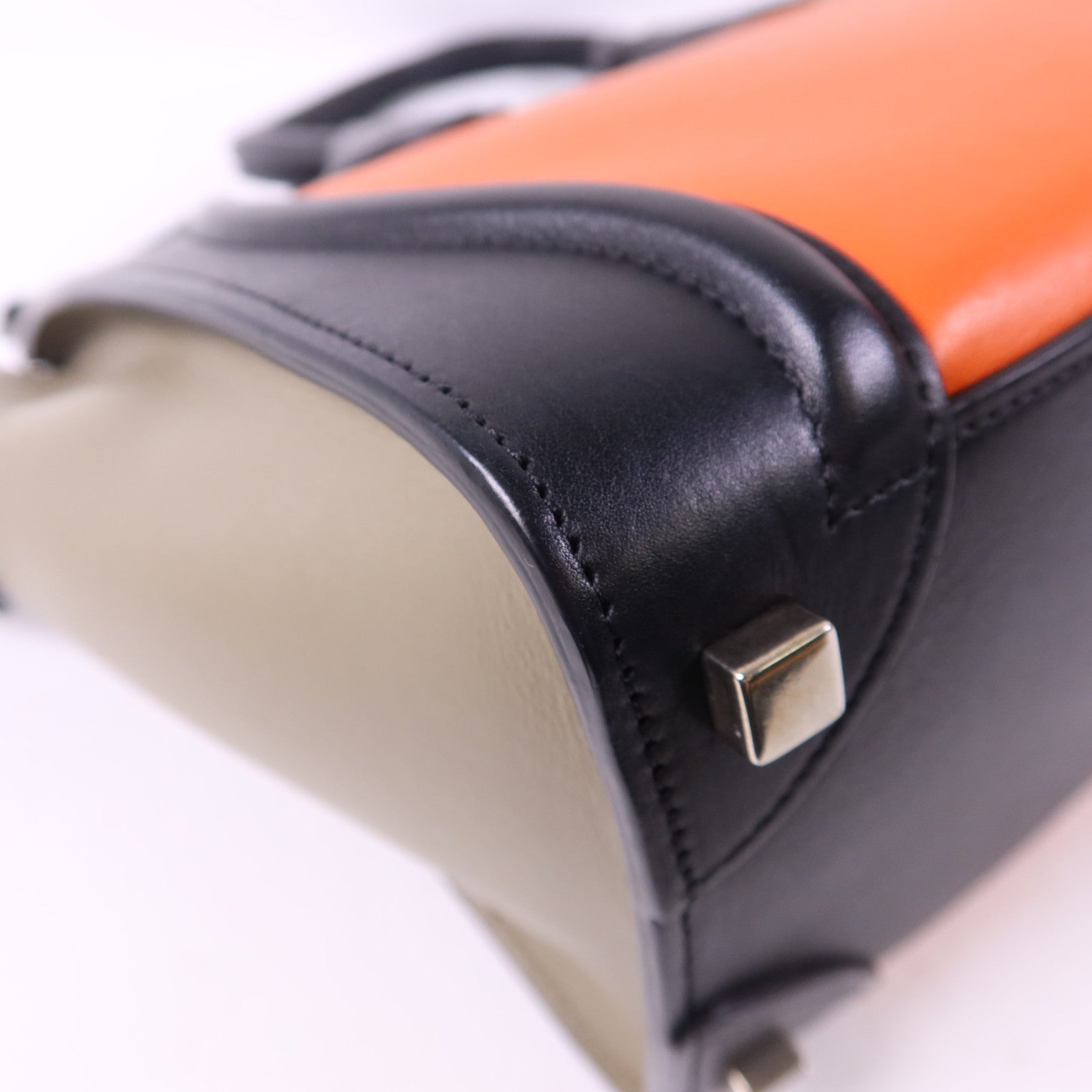 CELINE 牛皮皮革Micro Luggage銀扣手挽袋