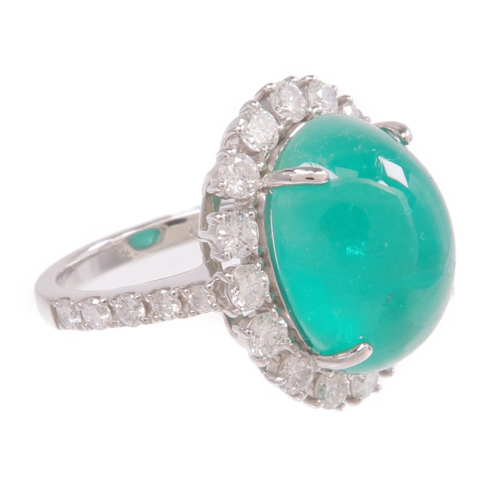 JEWELRY PT950鉑金Emerald Diamond Ring綠寶石/鑽石戒指US#6.25