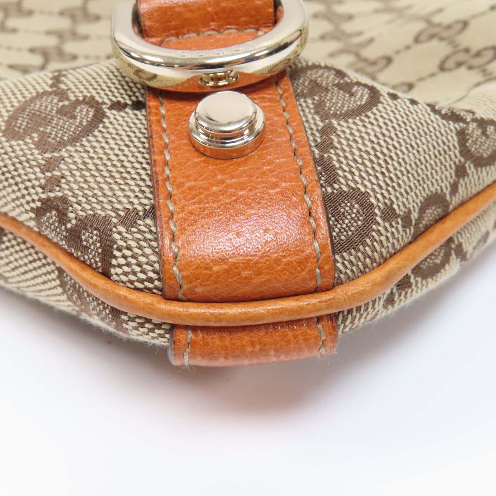 GUCCI 帆布Shoulder Bag金扣肩背袋啡色/米色