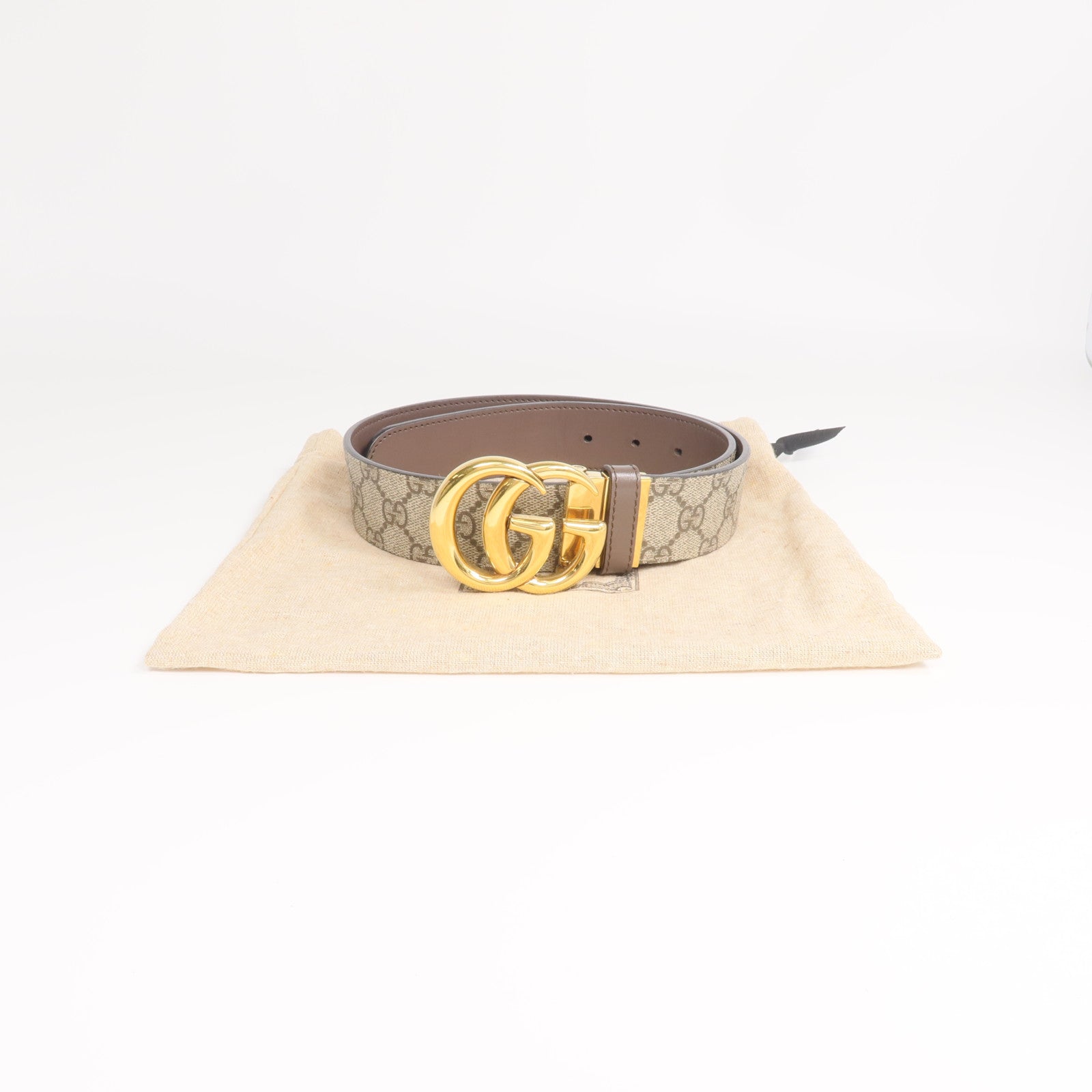 GUCCI 塗層帆布GG Marmont Belt 75cm金扣皮帶