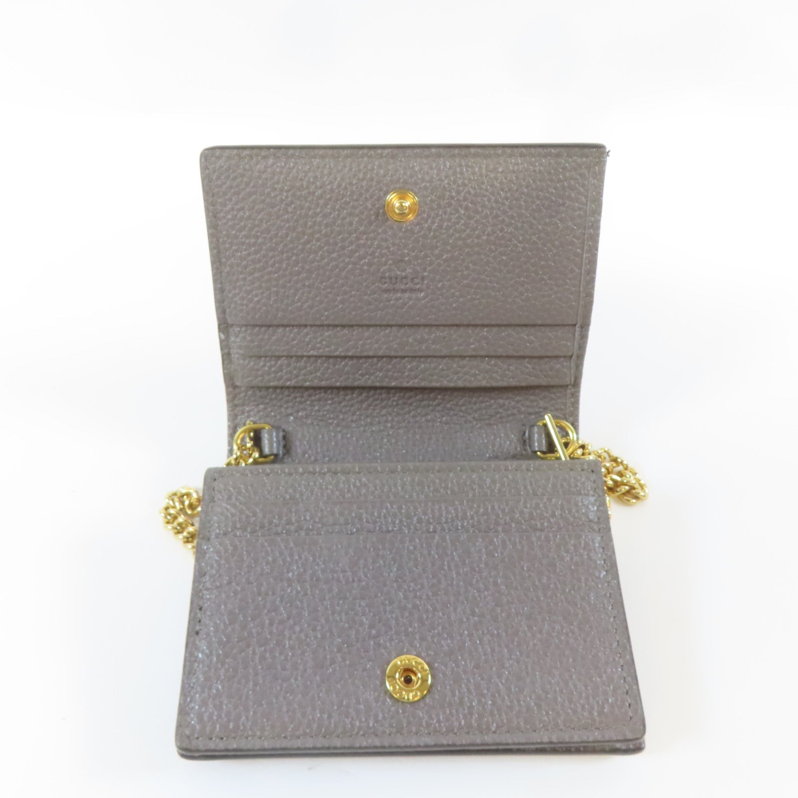 GUCCI 【激減優惠】牛皮皮革Bifold Wallet金扣/銀扣錢包灰色