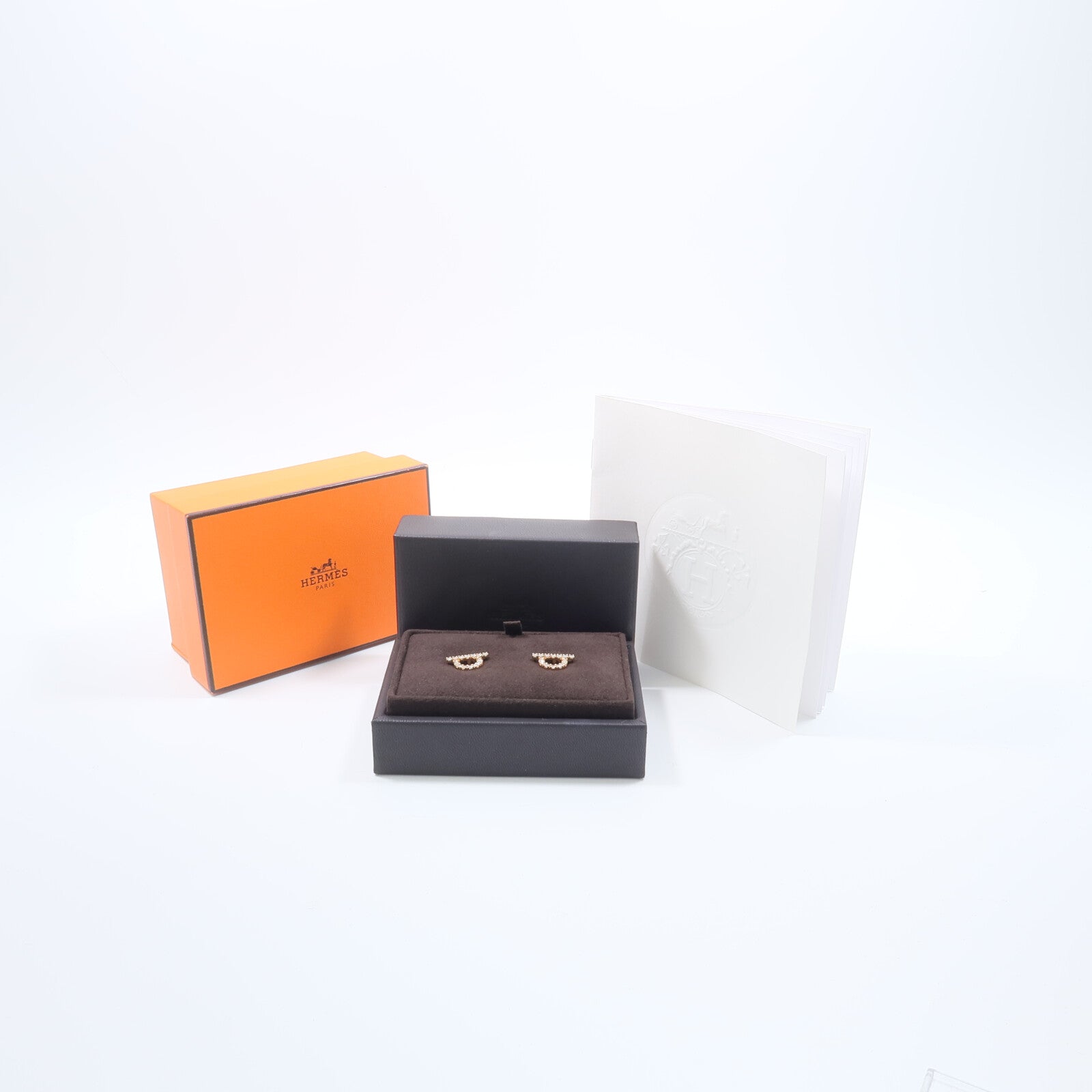 HERMES 18K玫瑰金Finesse Earrings鑽石耳環
