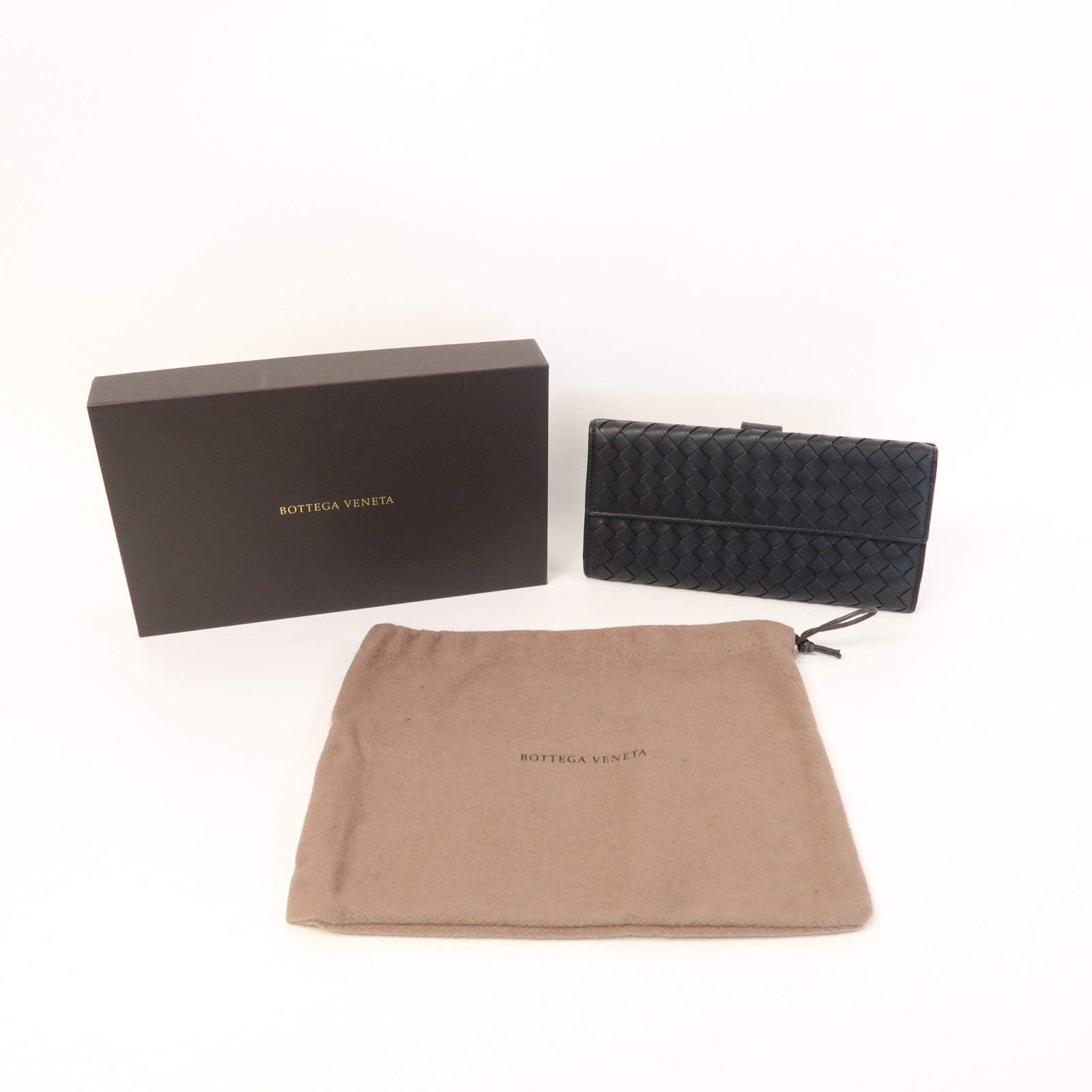 BOTTEGA VENETA 織紋羊皮皮革Long Wallet長錢包黑色
