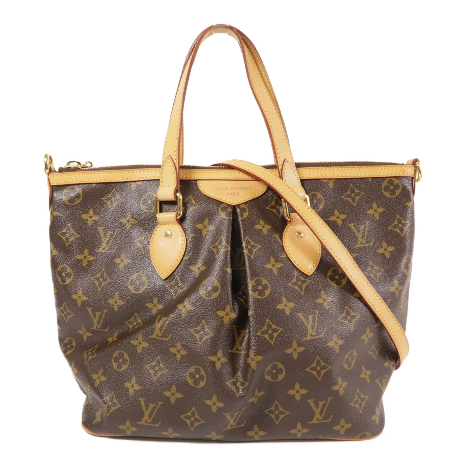 LOUIS VUITTON Monogram Palermo PM金扣手挽肩背兩用袋棕色