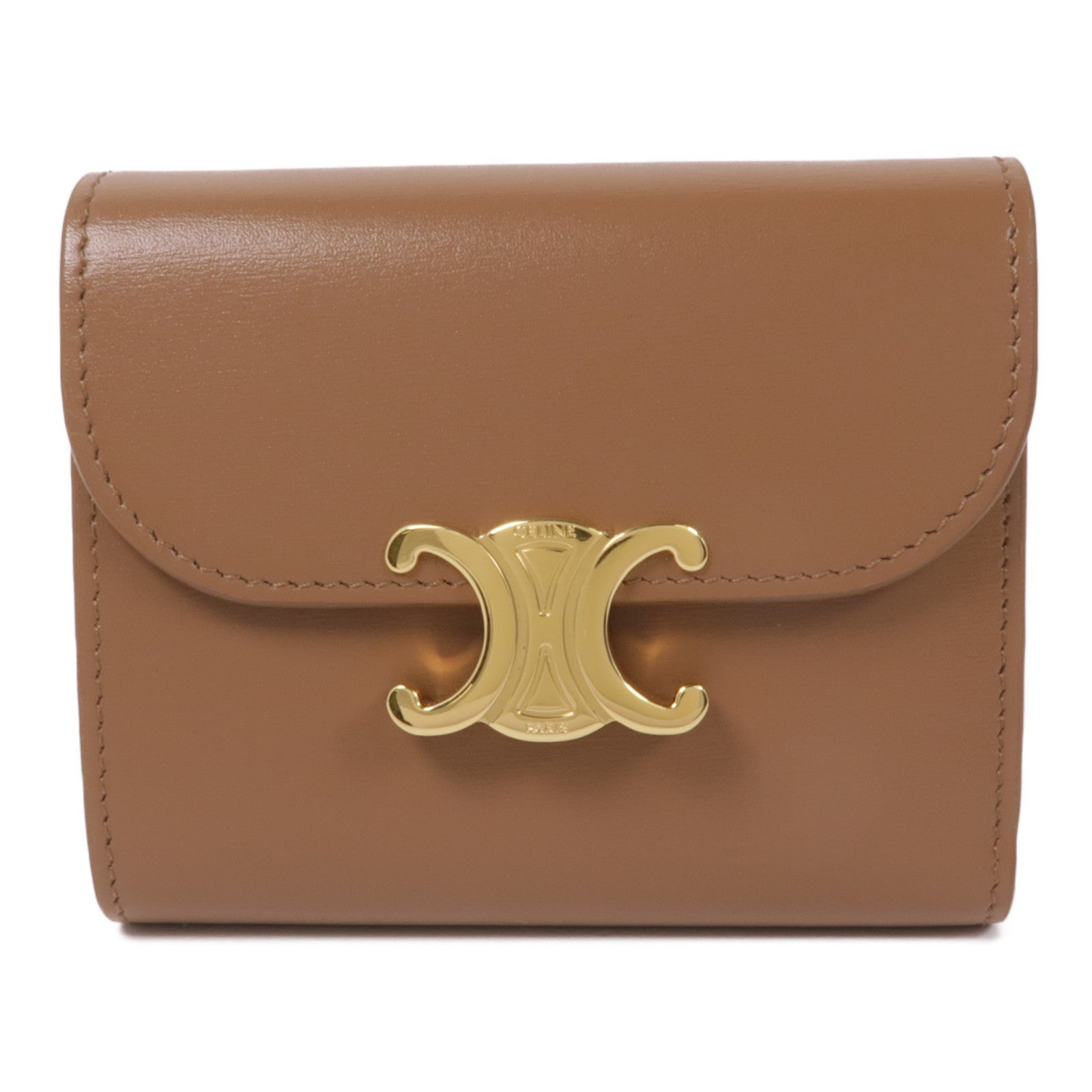 CELINE 牛皮皮革Small Flap Triomple Wallet金扣錢包