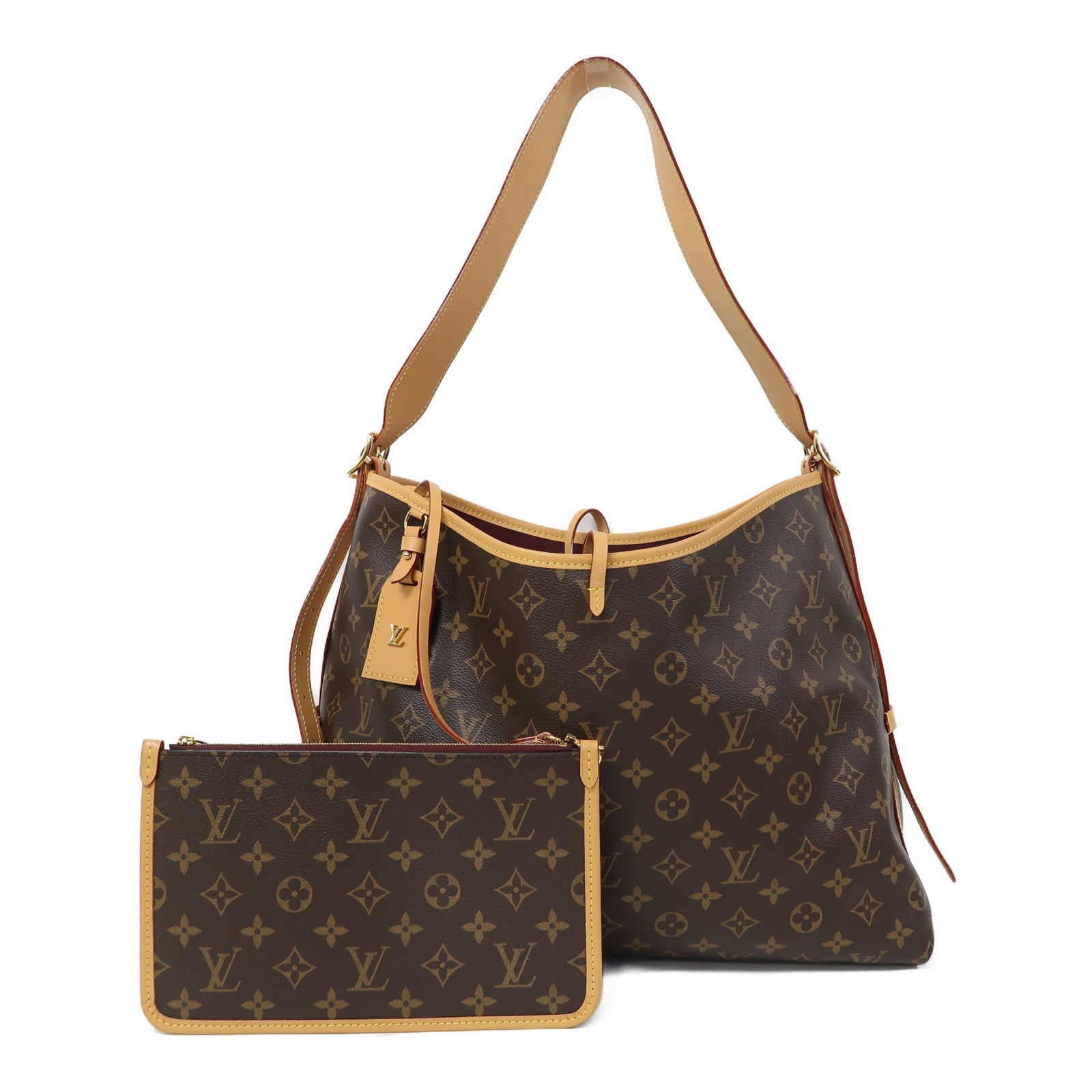 LOUIS VUITTON Monogram Carryall MM金扣肩背袋啡色