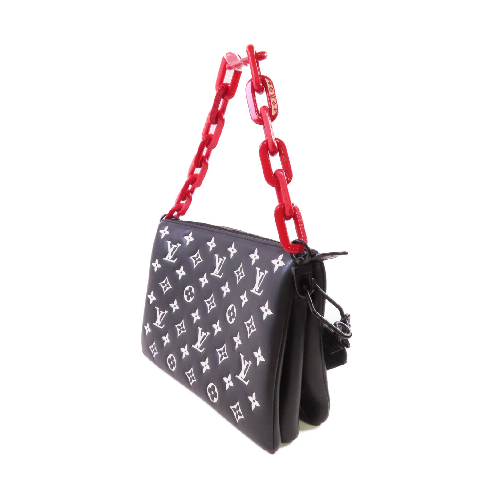 LOUIS VUITTON 羊皮皮革Monogram Pattern Coussin PM 2Way Shoulder Bag手挽肩背兩用袋黑色/白色