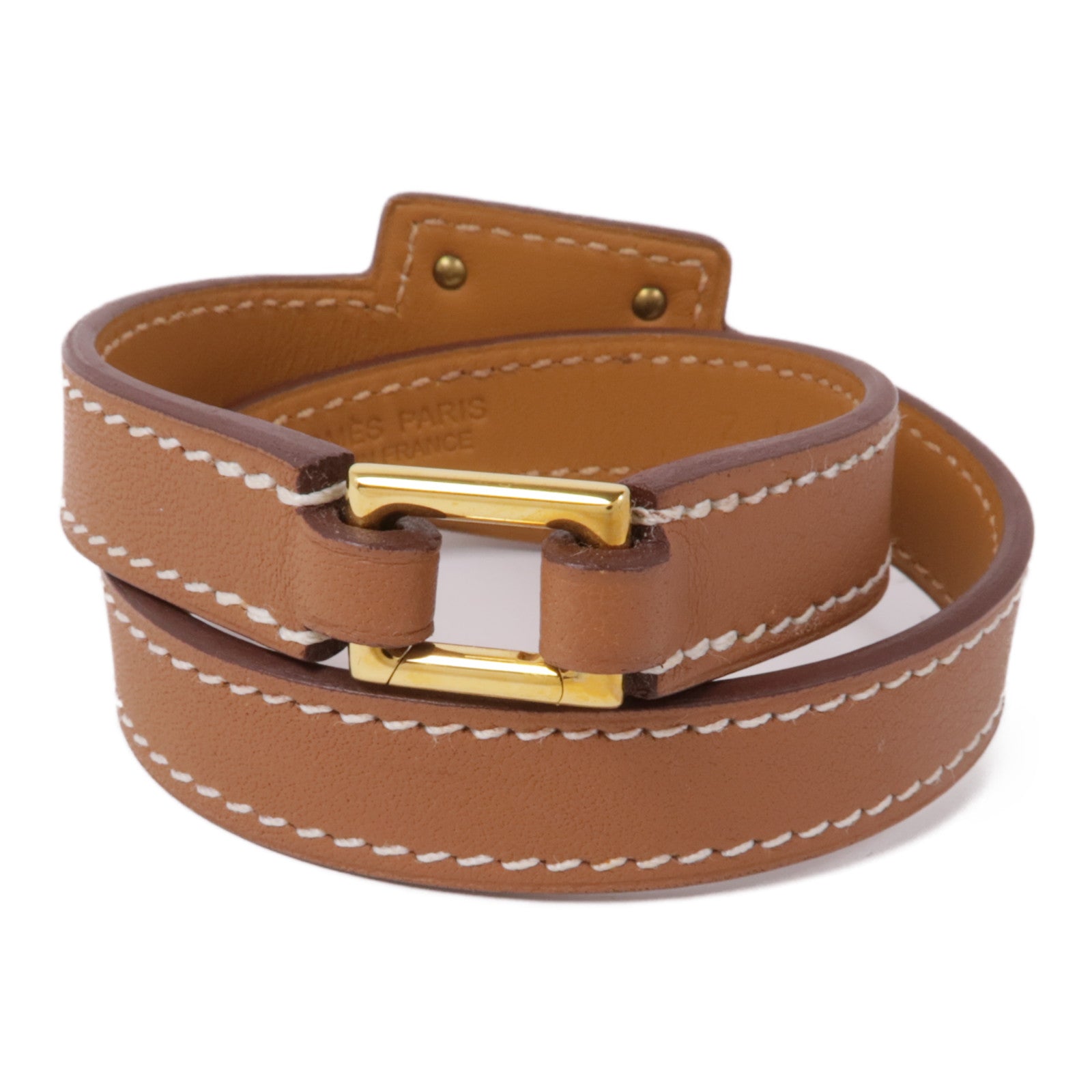 HERMES Swift皮革O'Kelly Bracelet金扣手鐲Gold