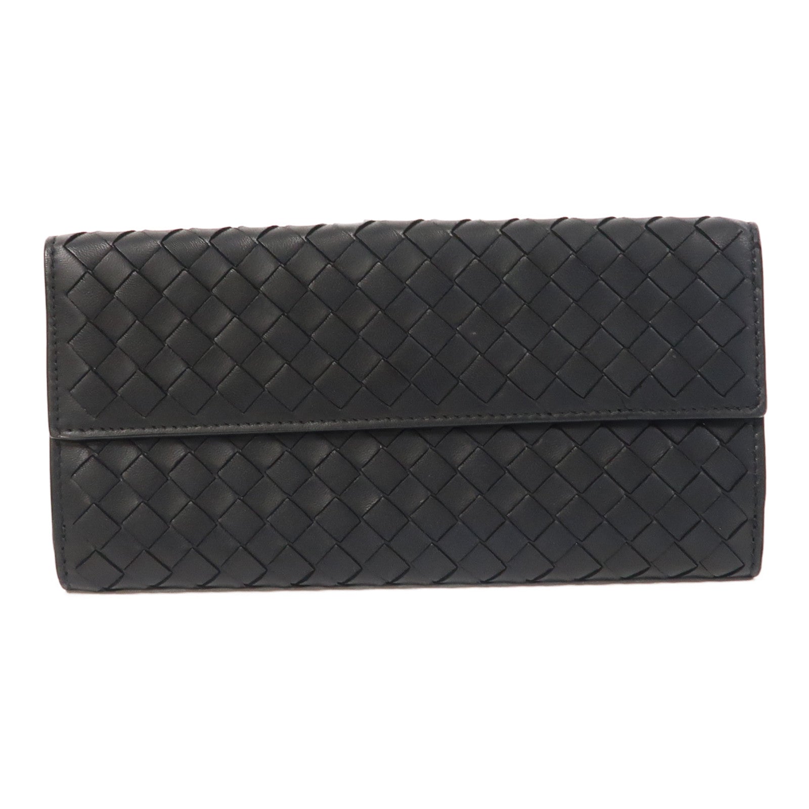 BOTTEGA VENETA 織紋羊皮皮革Long Wallet長錢包黑色