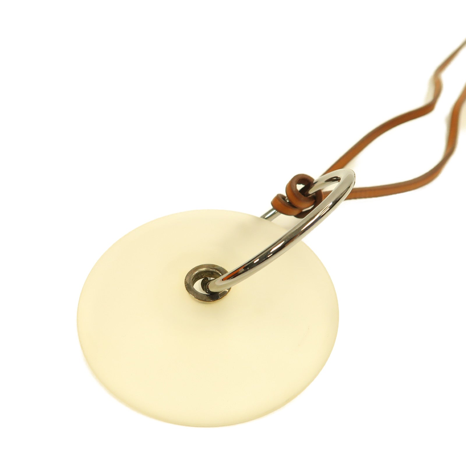 HERMES 【激減優惠】Barenia皮革Pendentif EN Cristal項鏈淺黃褐色