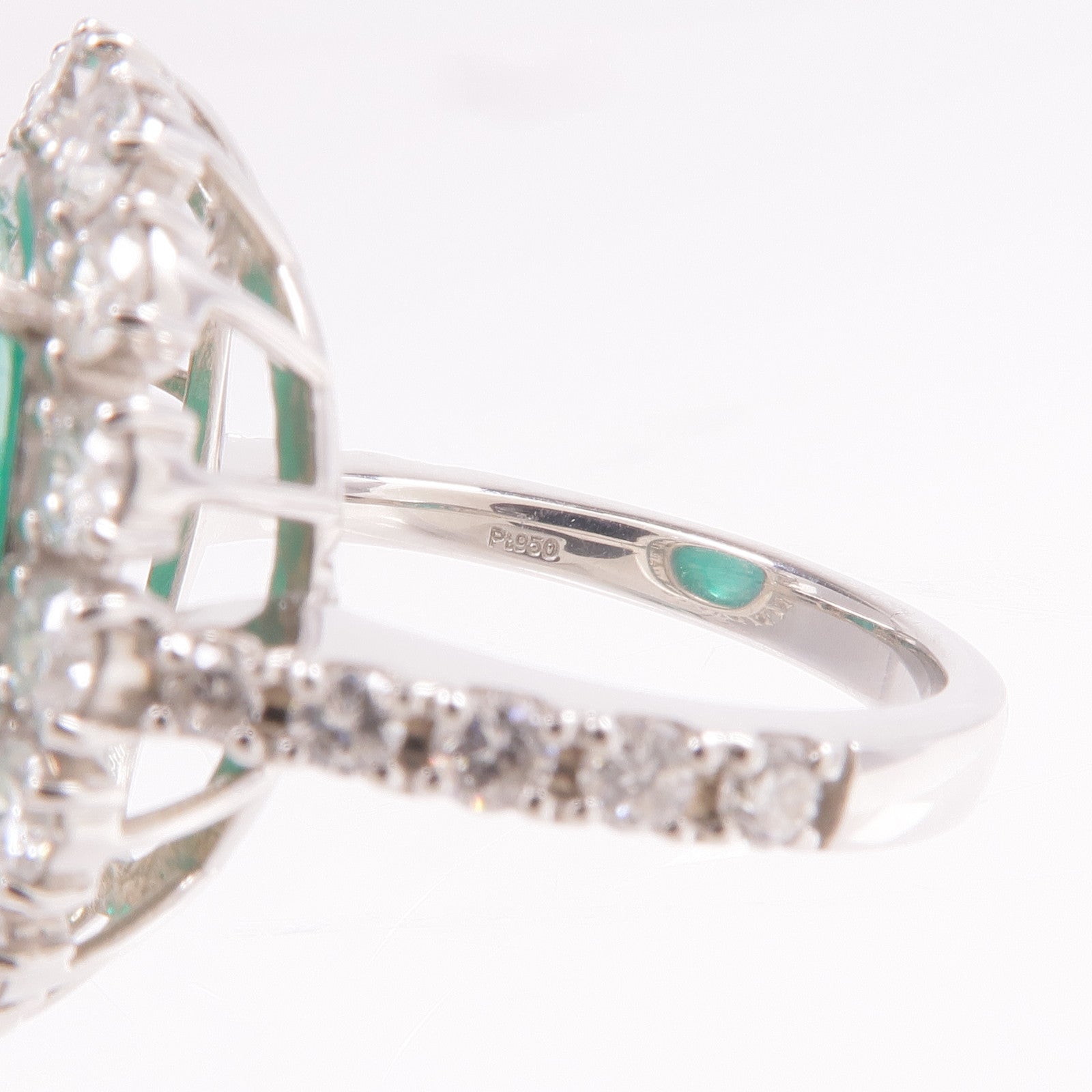 JEWELRY PT950鉑金Emerald Diamond Ring綠寶石/鑽石戒指US#6.25