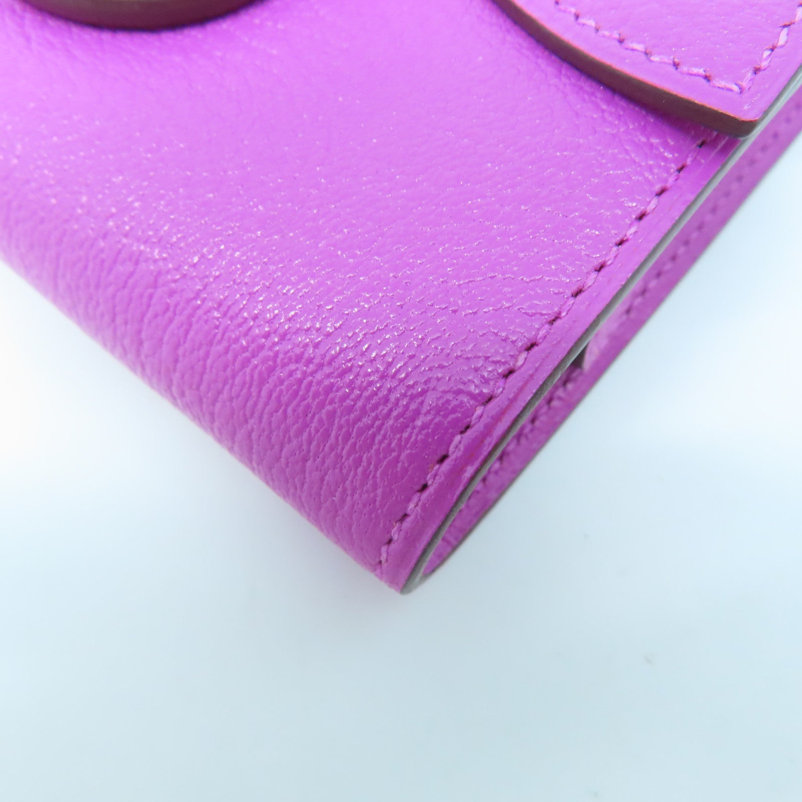 HERMES Chevre Leather Nevelle Petite Marco Silver Buckle Wallet Rose