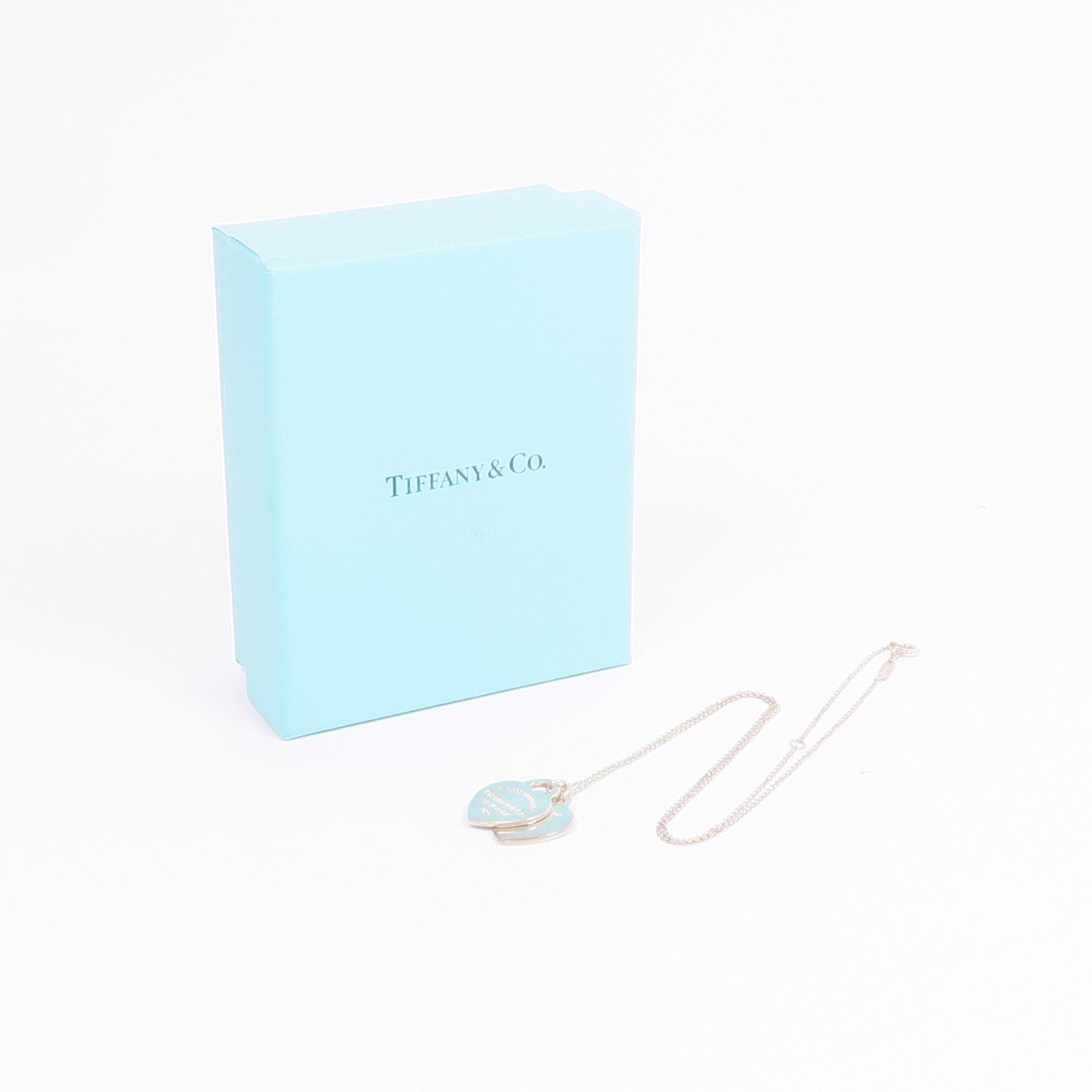 TIFFANY＆CO 925純銀Return To Tiffany Blue Double Heart Tag Pendant項鍊