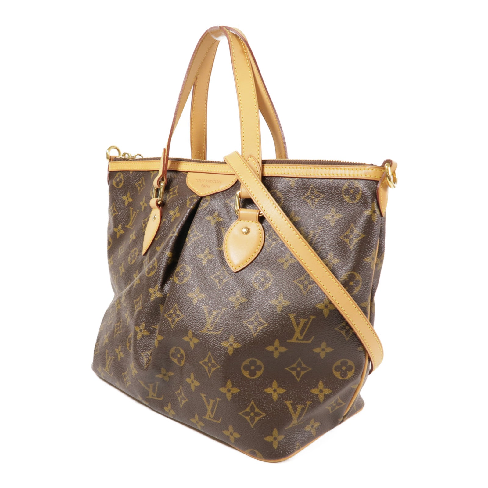 LOUIS VUITTON Monogram Palermo PM金扣手挽肩背兩用袋棕色
