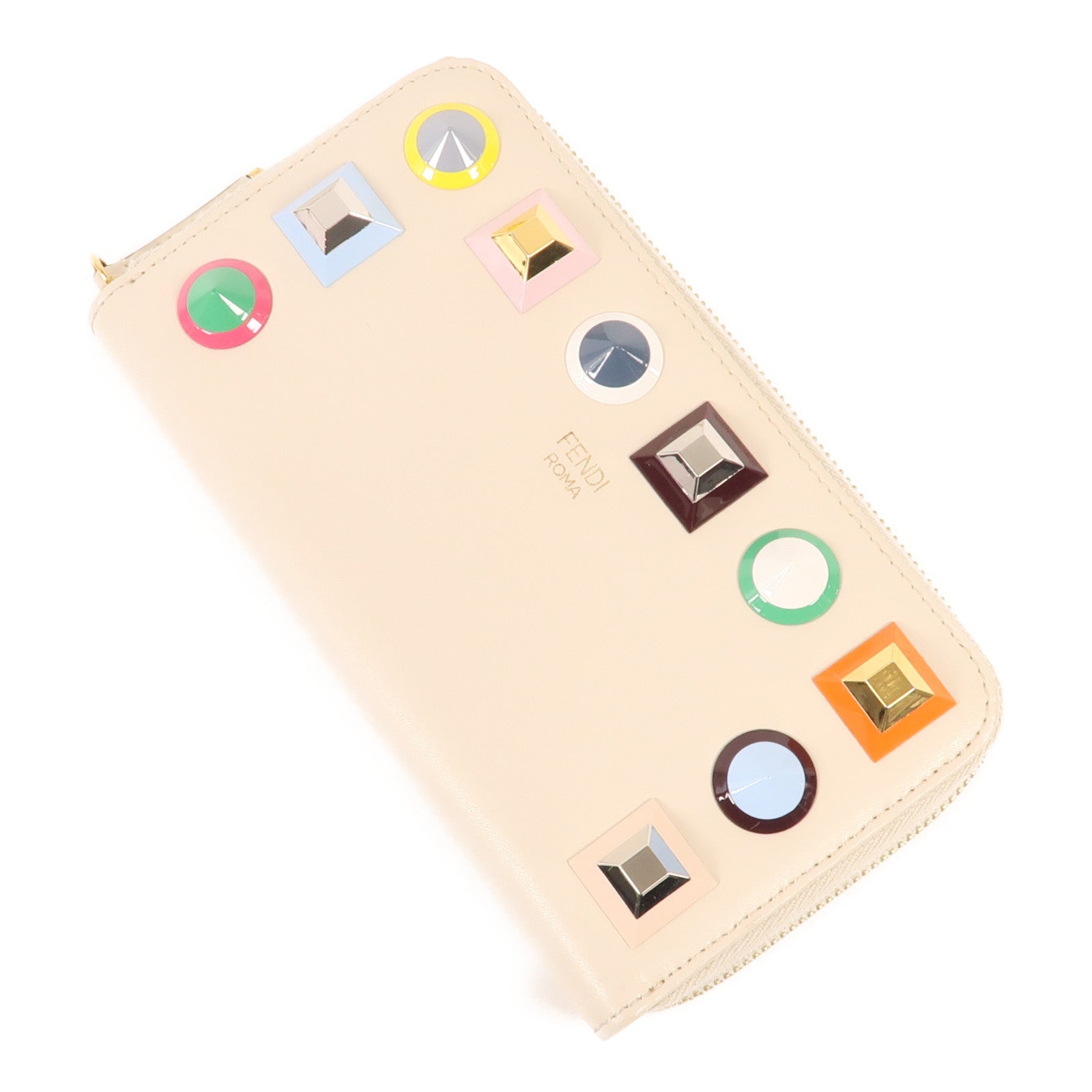 FENDI 牛皮皮革Zipper Long Wallet金扣長錢包