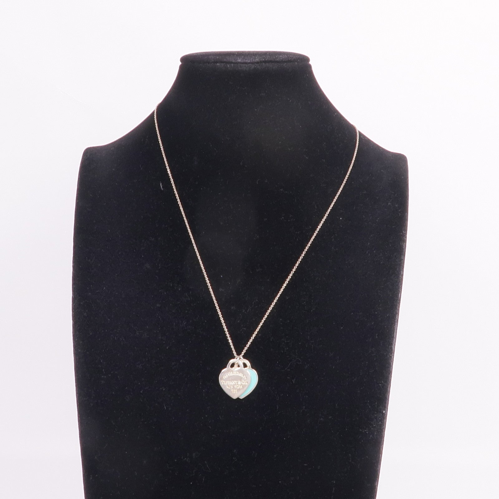 TIFFANY＆CO 925純銀Return To Tiffany Blue Double Heart Tag Pendant項鍊