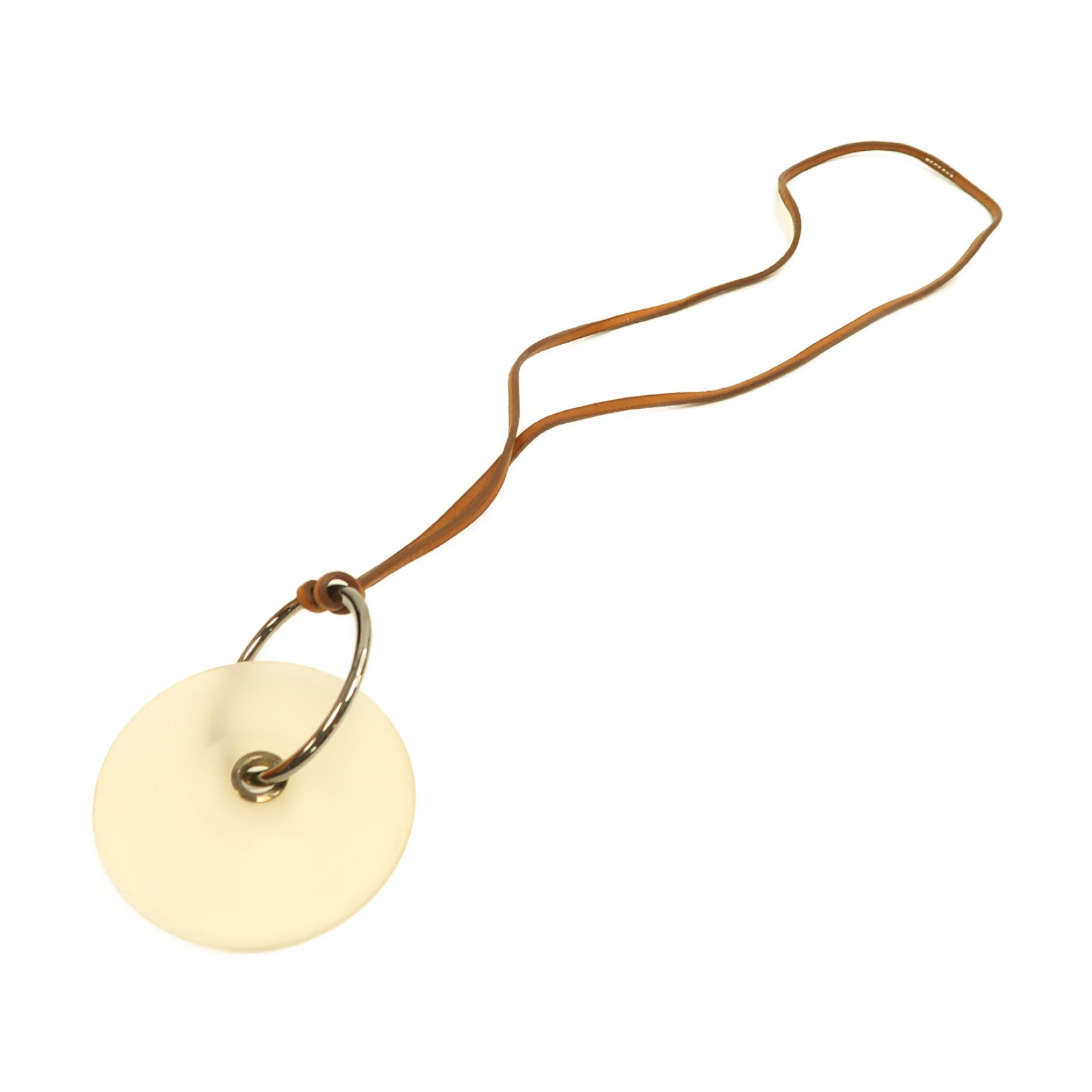 HERMES 【激減優惠】Barenia皮革Pendentif EN Cristal項鏈淺黃褐色