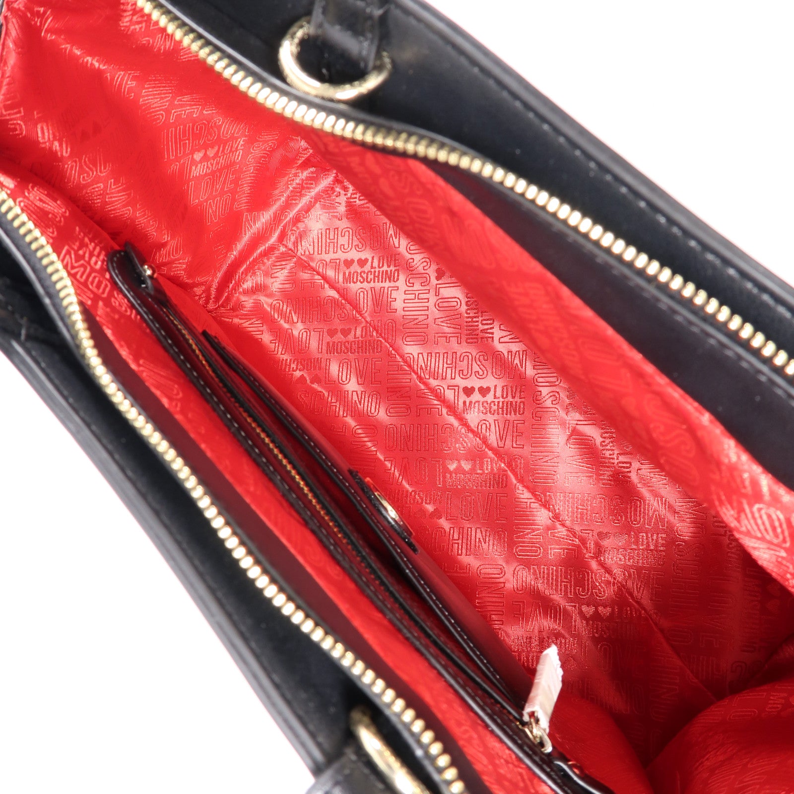 MOSCHINO 塗層帆布2 Way Bag銀扣手挽肩背兩用袋黑色