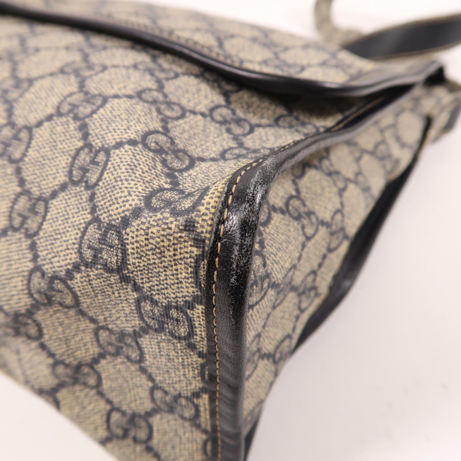 GUCCI 塗層帆布Shoulder Bag肩背袋藍色/啡色