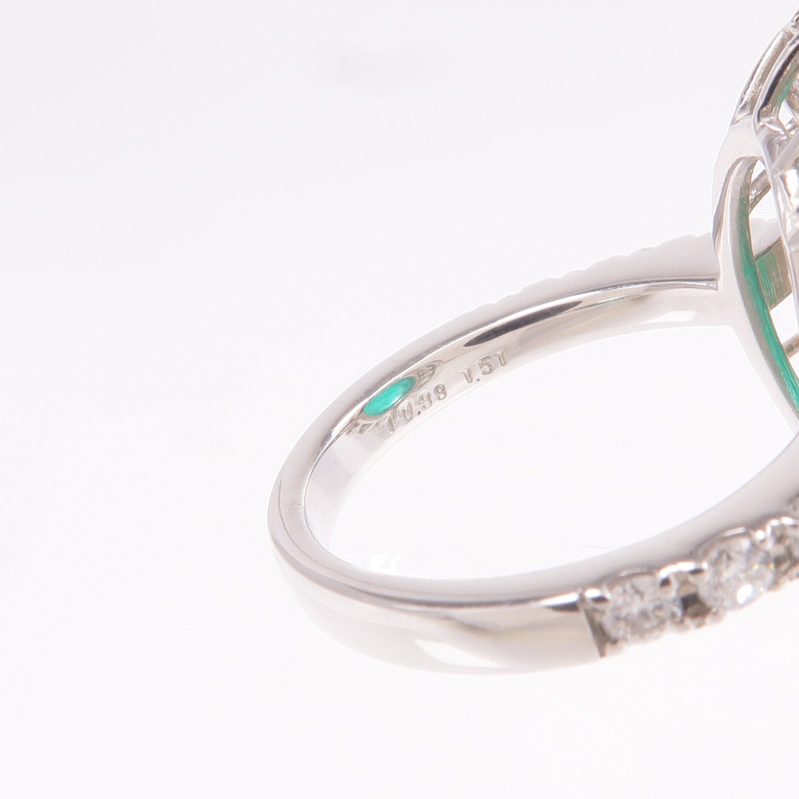 JEWELRY PT950鉑金Emerald Diamond Ring綠寶石/鑽石戒指US#6.25
