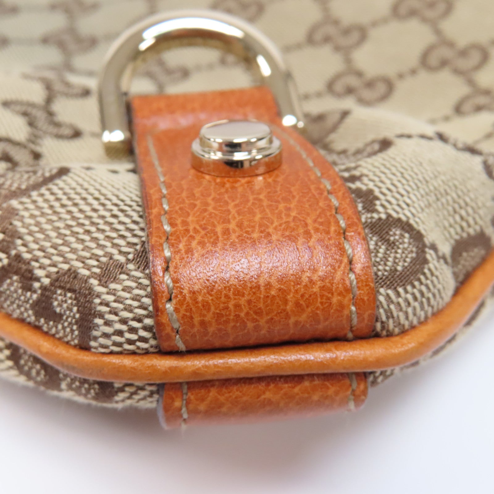 GUCCI 帆布Shoulder Bag金扣肩背袋啡色/米色