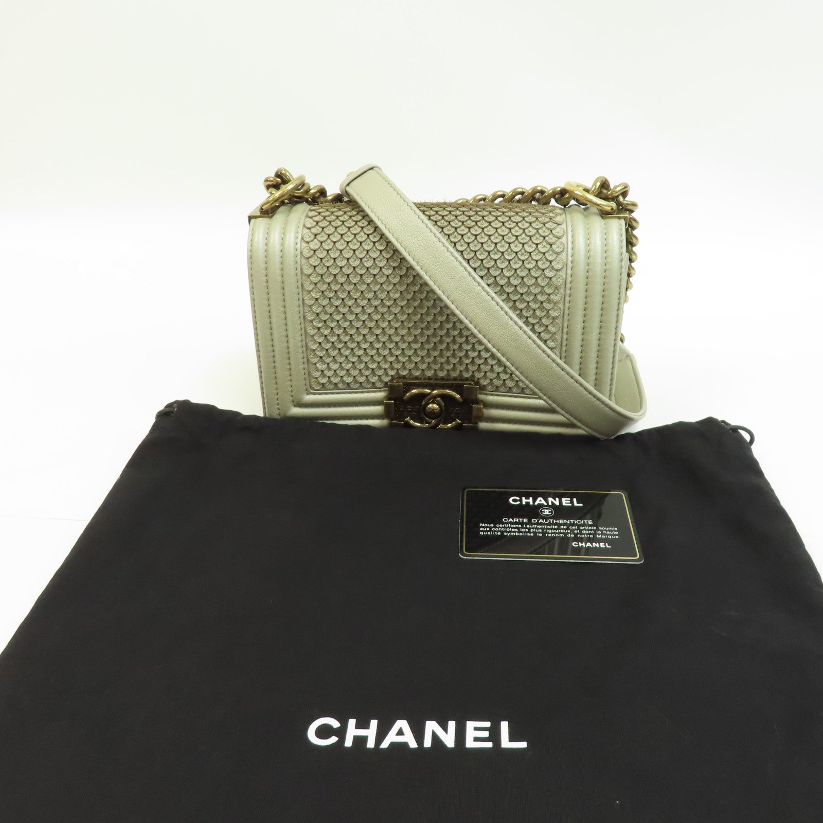 CHANEL 【激減優惠】羊皮皮革Chain Shoulder金扣鏈帶肩背袋金色