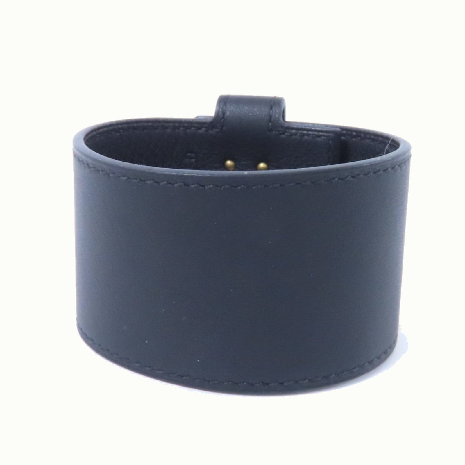 HERMES 牛皮皮革Bracelet金扣手鐲89 Noir/黑色