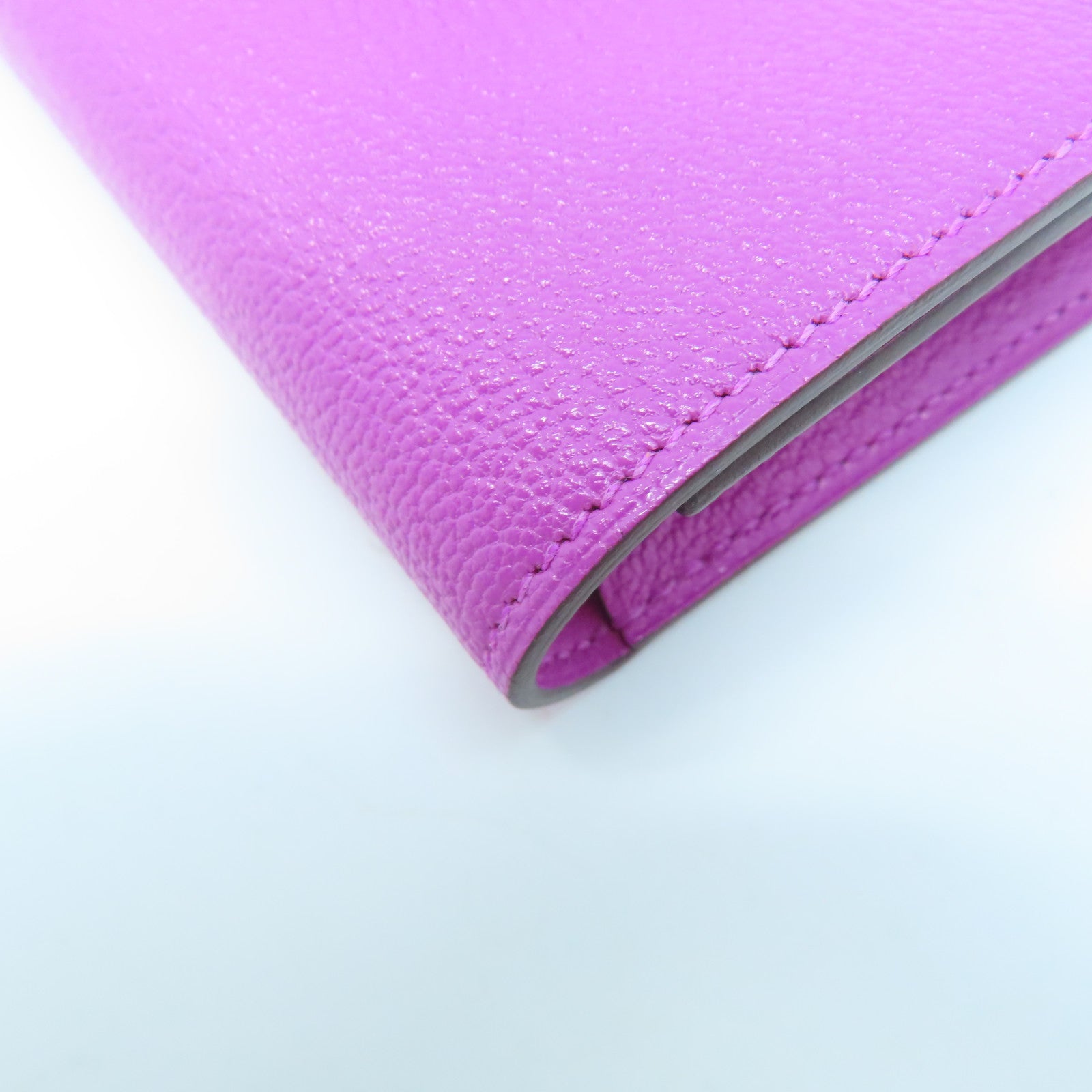 HERMES Chevre Leather Nevelle Petite Marco Silver Buckle Wallet Rose