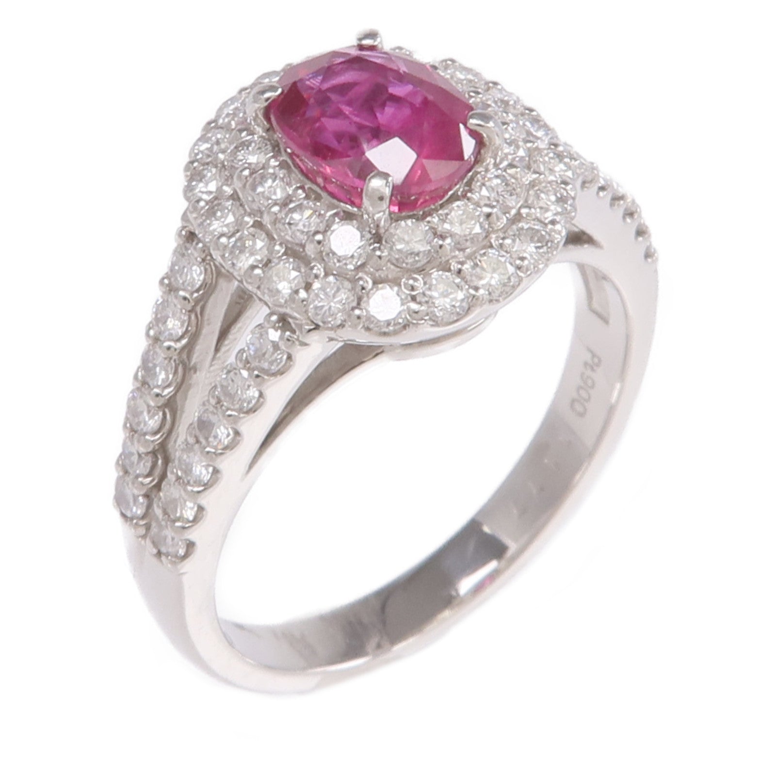 JEWELRY PT900鉑金Ruby Diamond Ring紅寶石/鑽石戒指