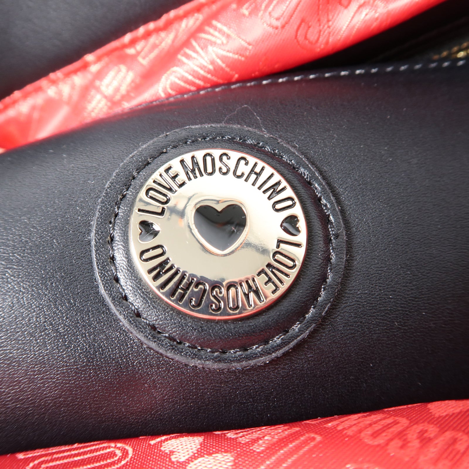 MOSCHINO 塗層帆布2 Way Bag銀扣手挽肩背兩用袋黑色