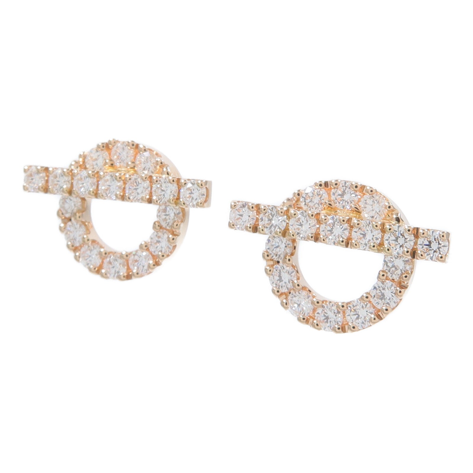 HERMES 18K玫瑰金Finesse Earrings鑽石耳環