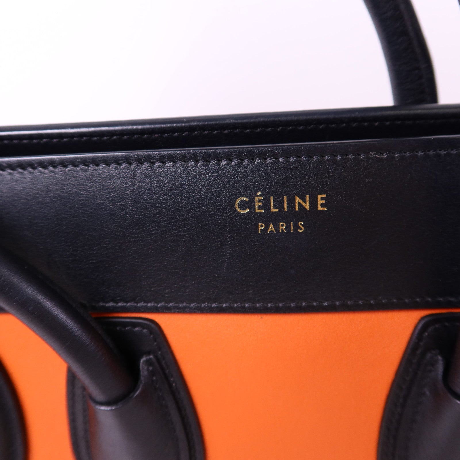 CELINE 牛皮皮革Micro Luggage銀扣手挽袋