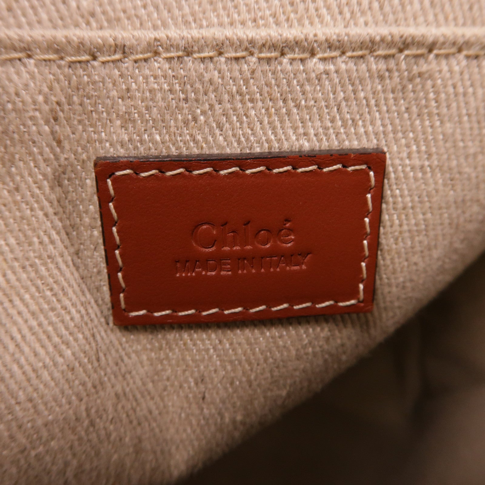 Chloe 亞麻布Woody Tote Bag肩背袋啡色