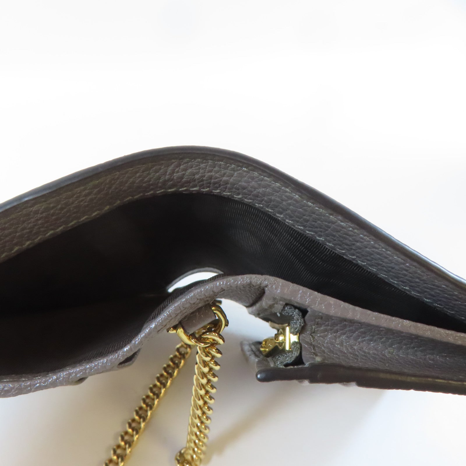 GUCCI 【激減優惠】牛皮皮革Bifold Wallet金扣/銀扣錢包灰色