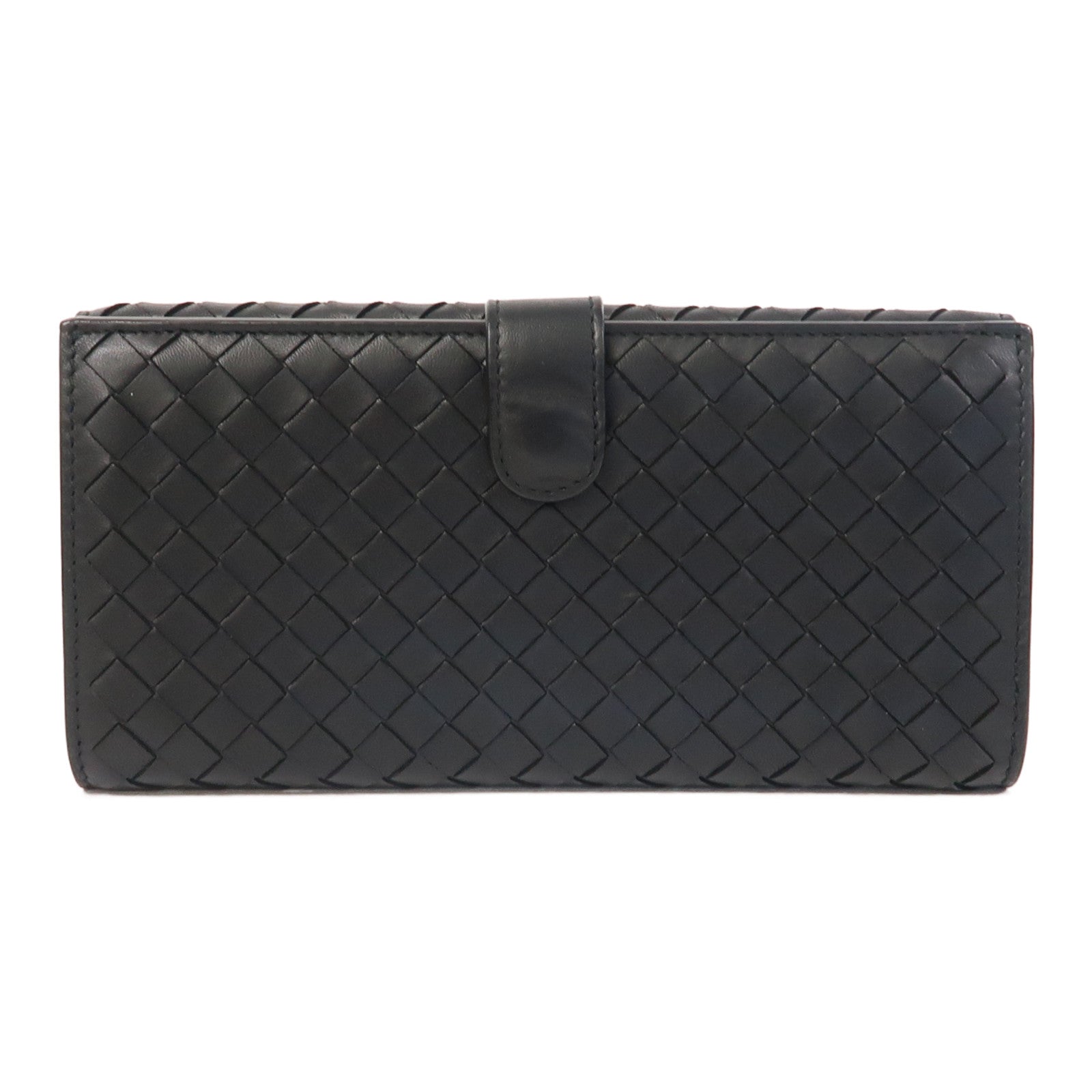BOTTEGA VENETA 織紋羊皮皮革Long Wallet長錢包黑色