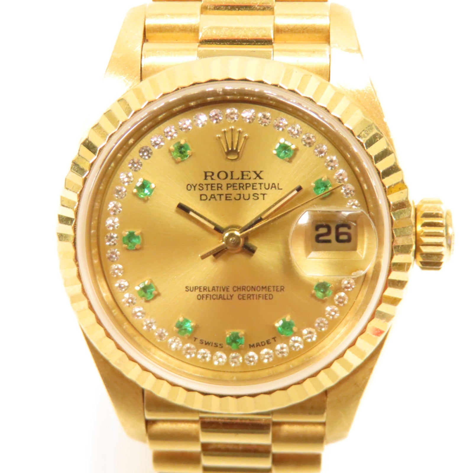 ROLEX Lady Datejust 18K黃金手錶自動機芯金色