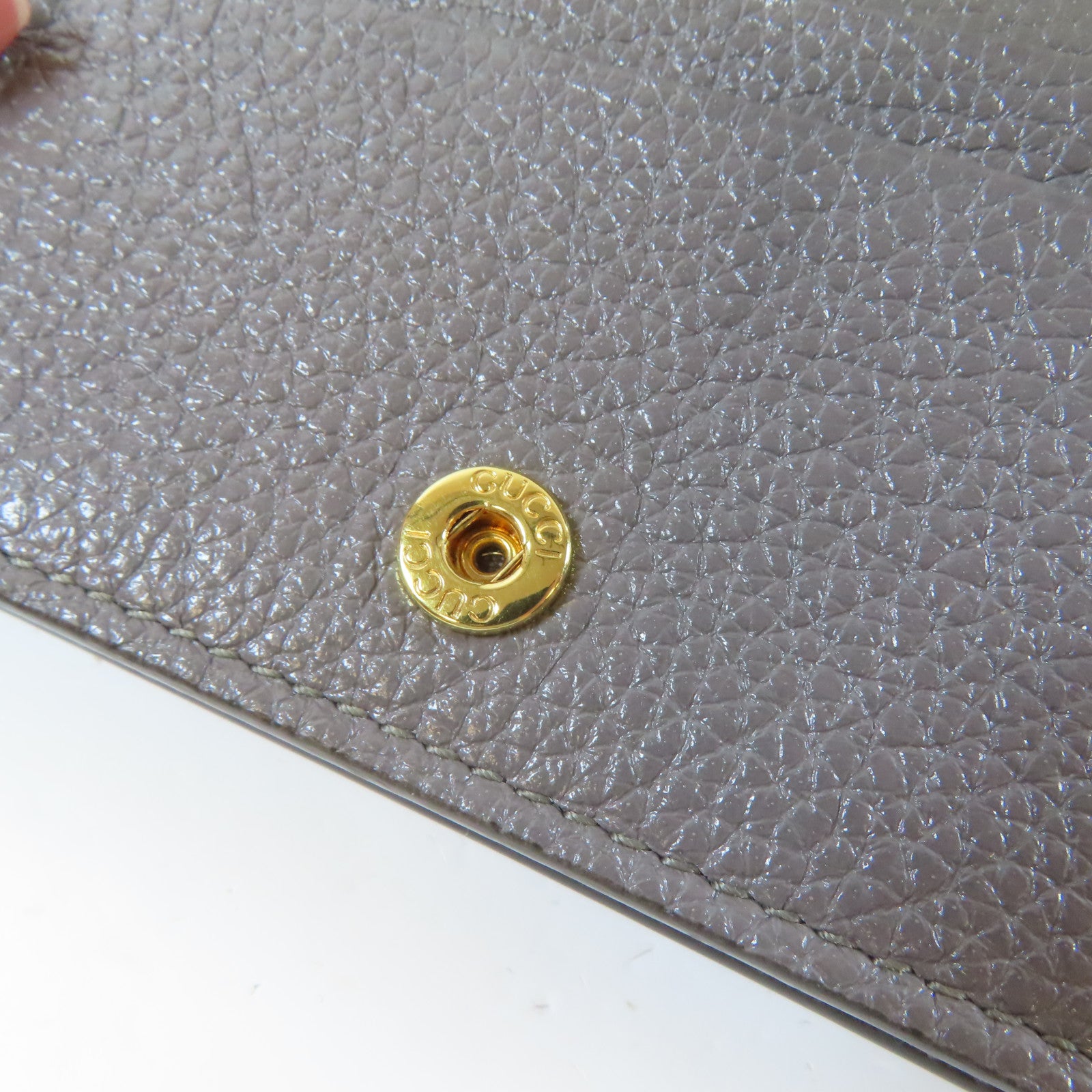 GUCCI 【激減優惠】牛皮皮革Bifold Wallet金扣/銀扣錢包灰色