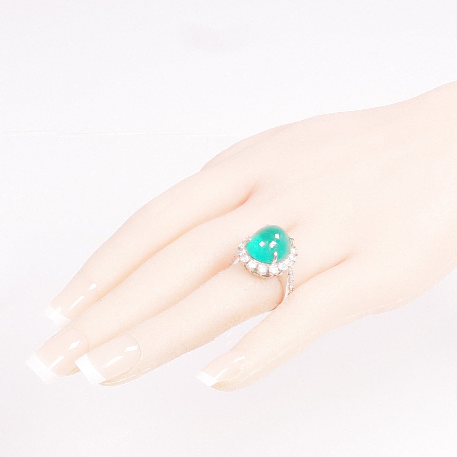 JEWELRY PT950鉑金Emerald Diamond Ring綠寶石/鑽石戒指US#6.25