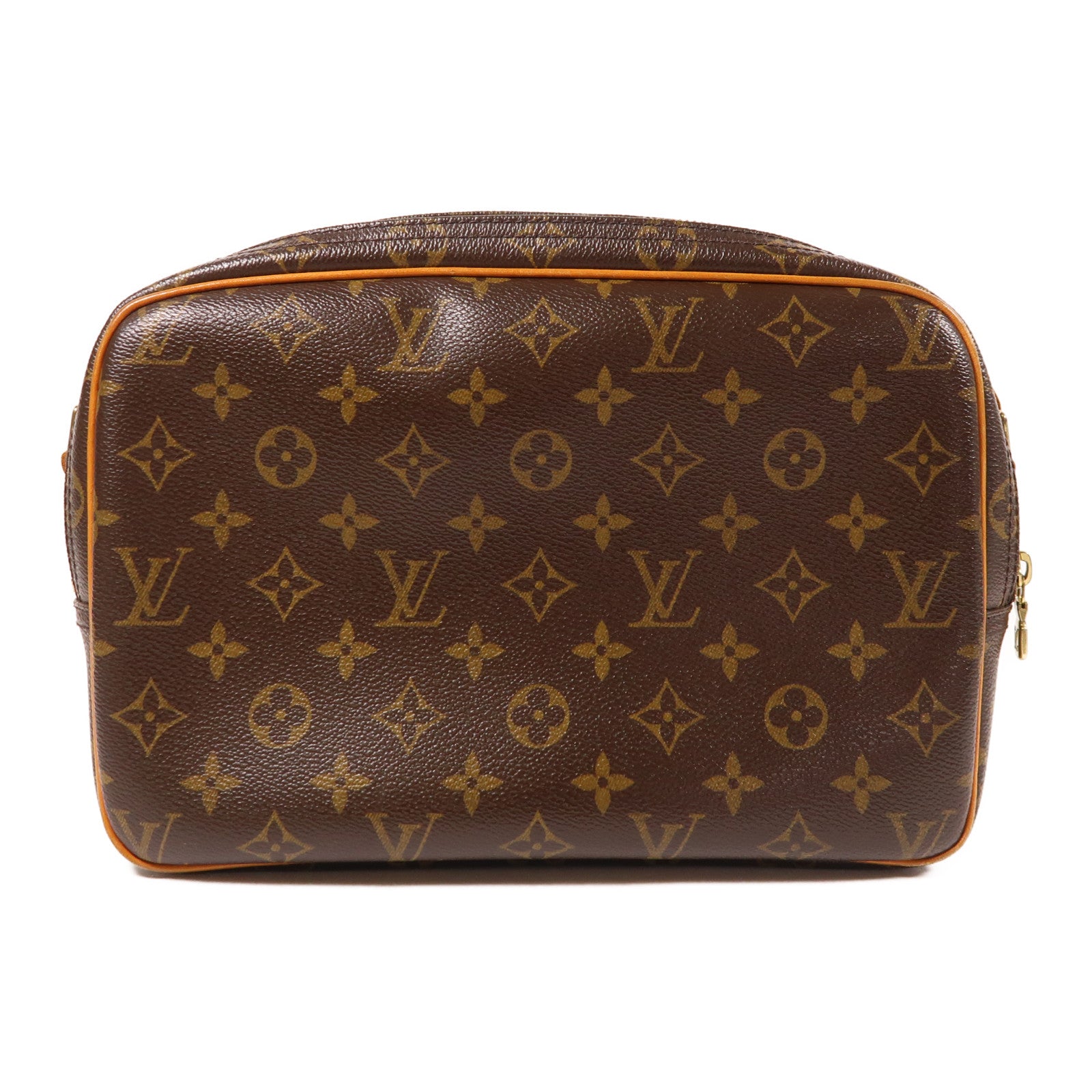 LOUIS VUITTON Monogram Reporter PM金扣肩背袋棕色
