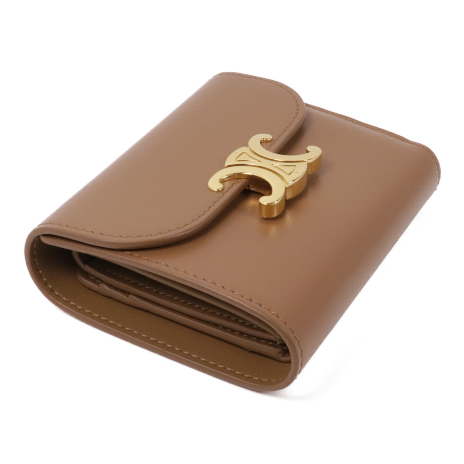 CELINE 牛皮皮革Small Flap Triomple Wallet金扣錢包