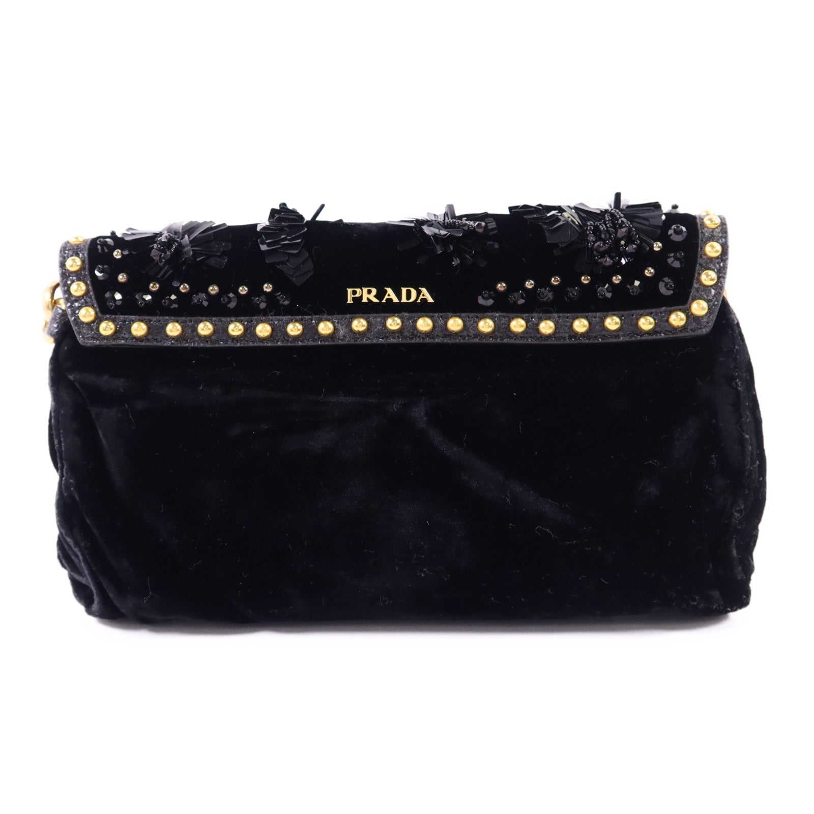 PRADA 天鵝絨/珠片Clutch Bag金扣手拿包BP0277