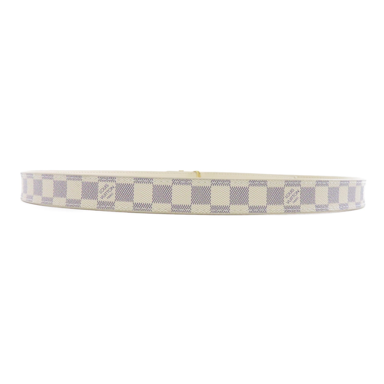 LOUIS VUITTON Damier Azur Belt 80cm金扣皮帶米色