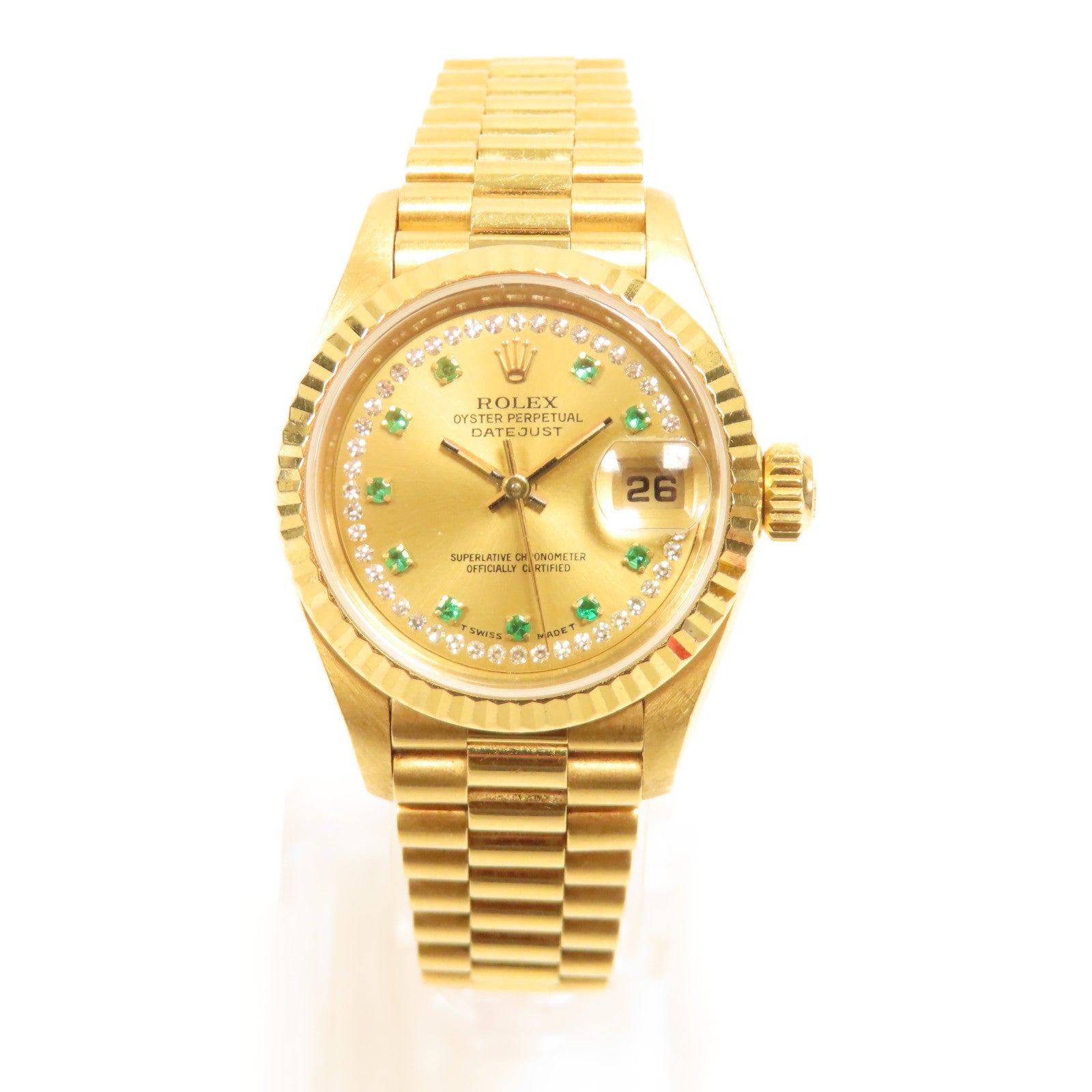 ROLEX Lady Datejust 18K黃金手錶自動機芯金色